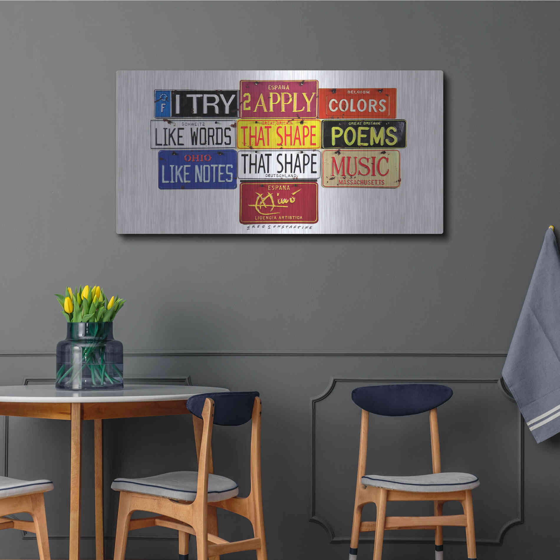 Luxe Metal Art 'Miro Colors' by Gregory Constantine, Metal Wall Art,48x24