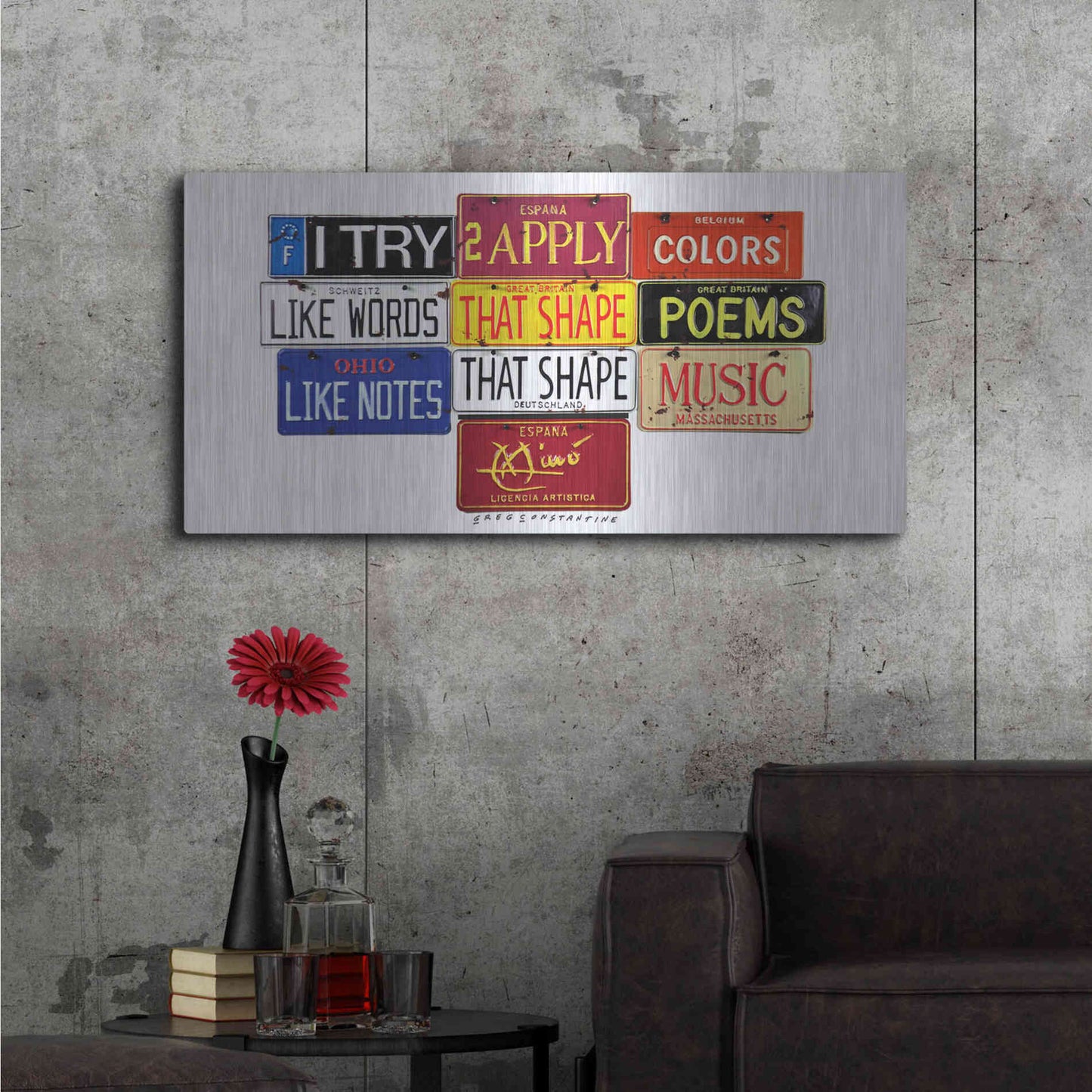 Luxe Metal Art 'Miro Colors' by Gregory Constantine, Metal Wall Art,48x24