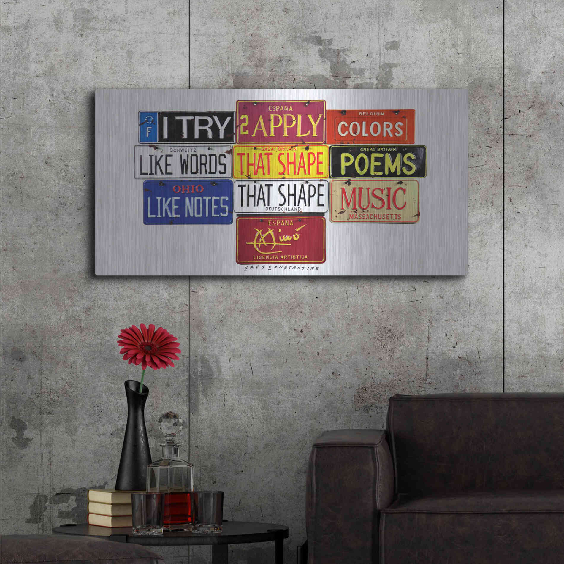 Luxe Metal Art 'Miro Colors' by Gregory Constantine, Metal Wall Art,48x24