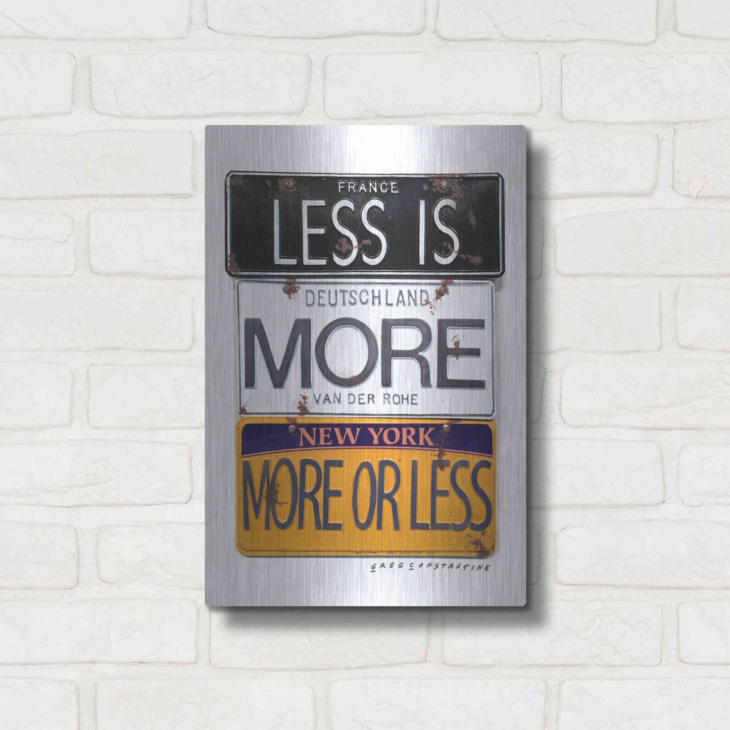 Luxe Metal Art 'Mies Less Is More' by Gregory Constantine, Metal Wall Art,12x16