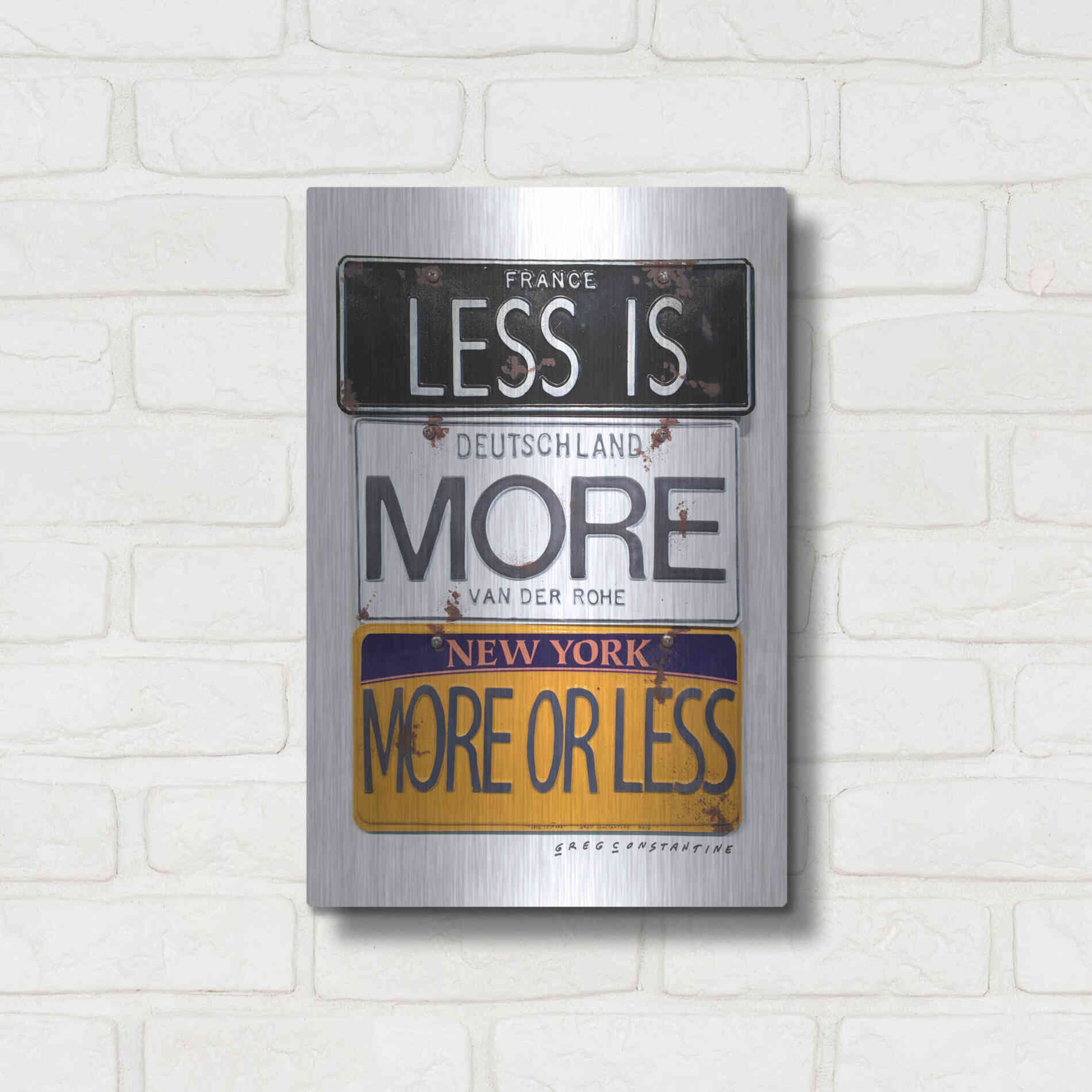 Luxe Metal Art 'Mies Less Is More' by Gregory Constantine, Metal Wall Art,12x16