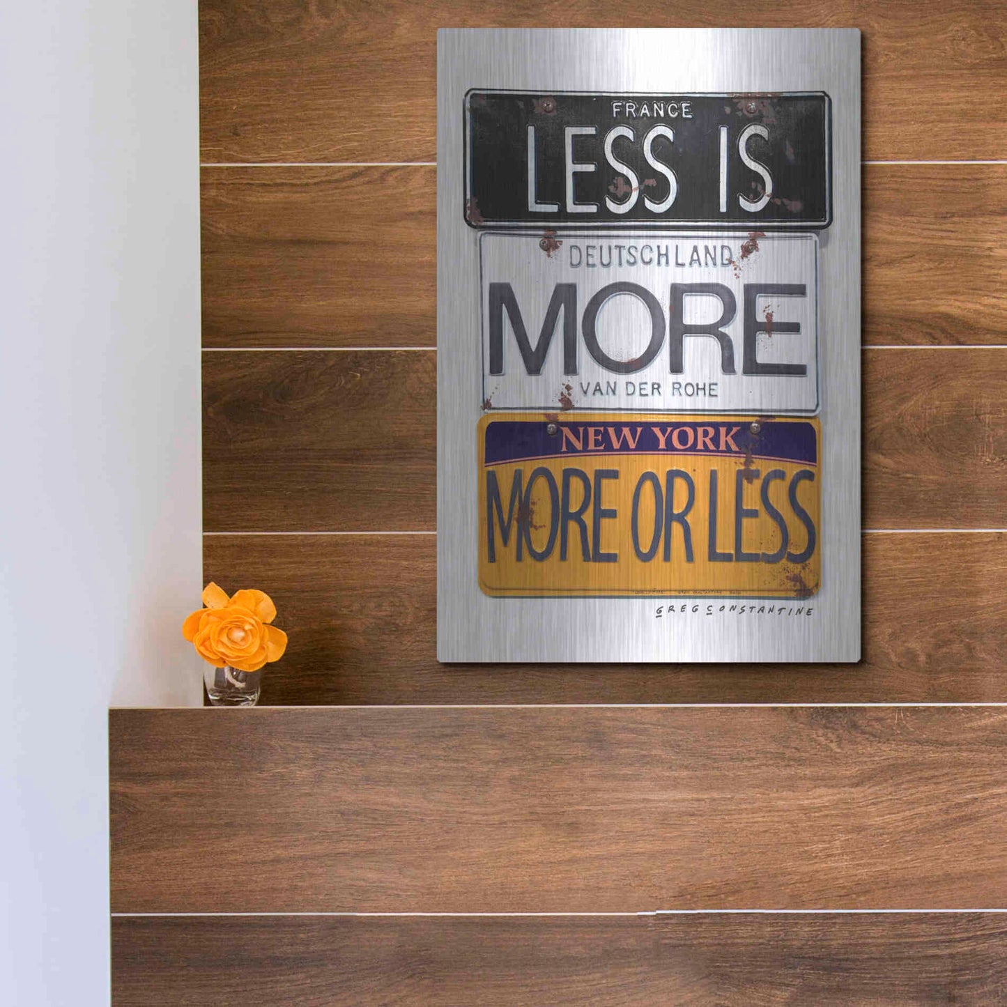 Luxe Metal Art 'Mies Less Is More' by Gregory Constantine, Metal Wall Art,12x16