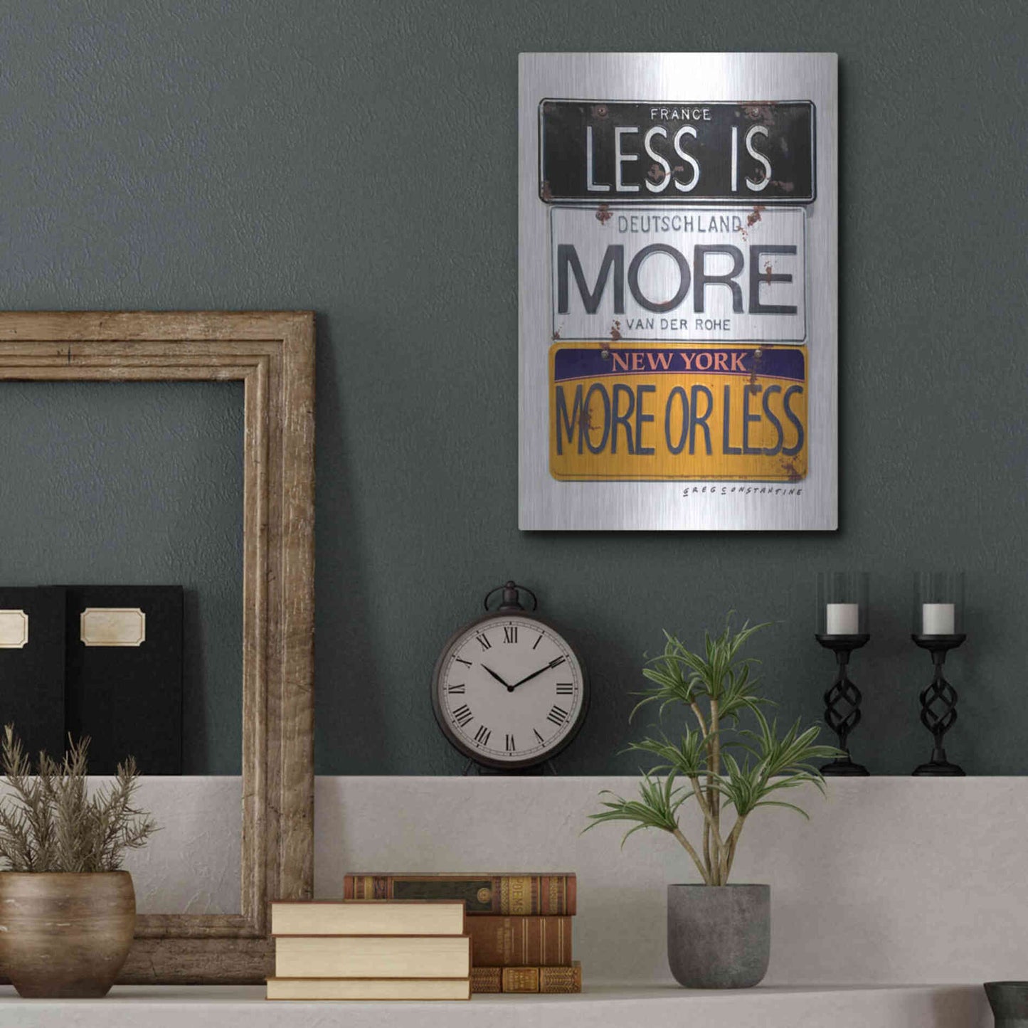 Luxe Metal Art 'Mies Less Is More' by Gregory Constantine, Metal Wall Art,12x16