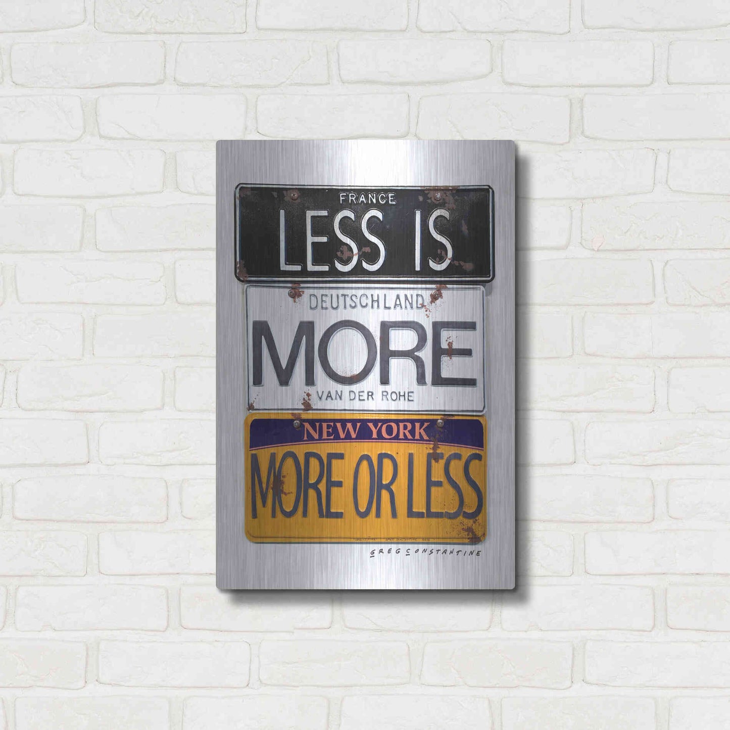 Luxe Metal Art 'Mies Less Is More' by Gregory Constantine, Metal Wall Art,16x24