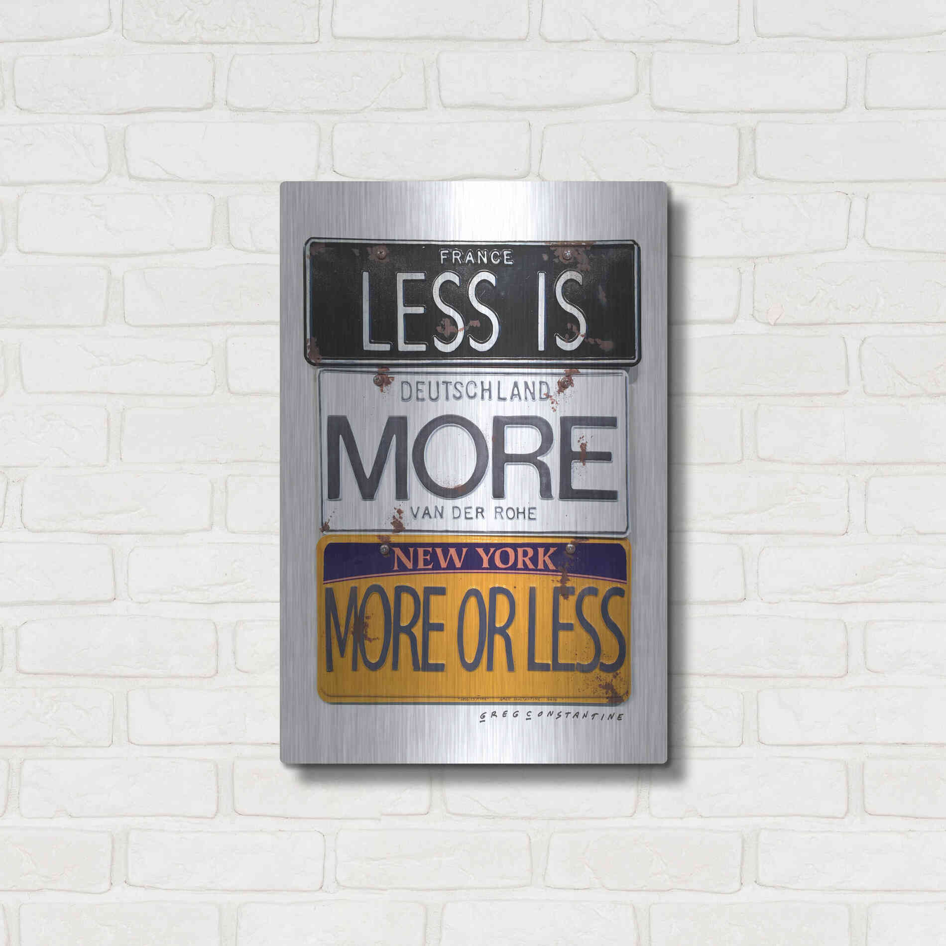 Luxe Metal Art 'Mies Less Is More' by Gregory Constantine, Metal Wall Art,16x24