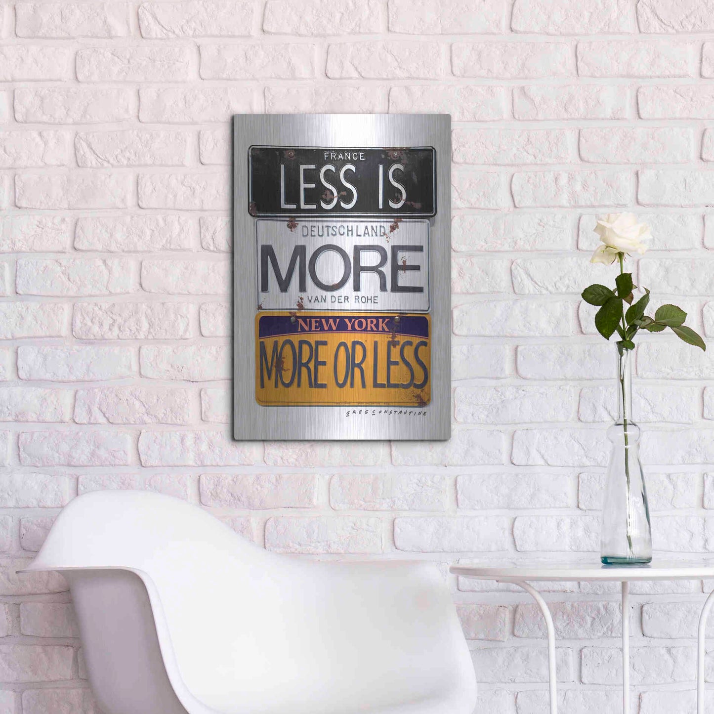 Luxe Metal Art 'Mies Less Is More' by Gregory Constantine, Metal Wall Art,16x24