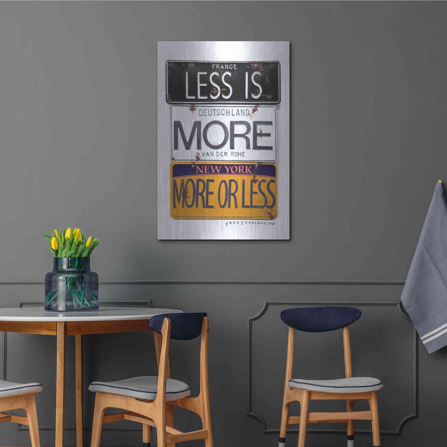 Luxe Metal Art 'Mies Less Is More' by Gregory Constantine, Metal Wall Art,24x36