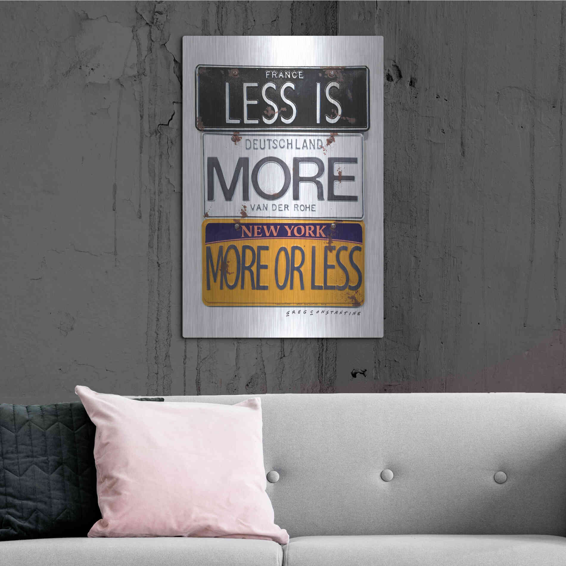 Luxe Metal Art 'Mies Less Is More' by Gregory Constantine, Metal Wall Art,24x36