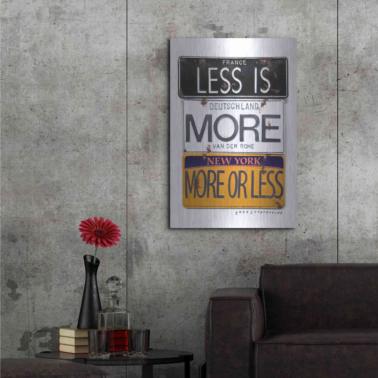 Luxe Metal Art 'Mies Less Is More' by Gregory Constantine, Metal Wall Art,24x36