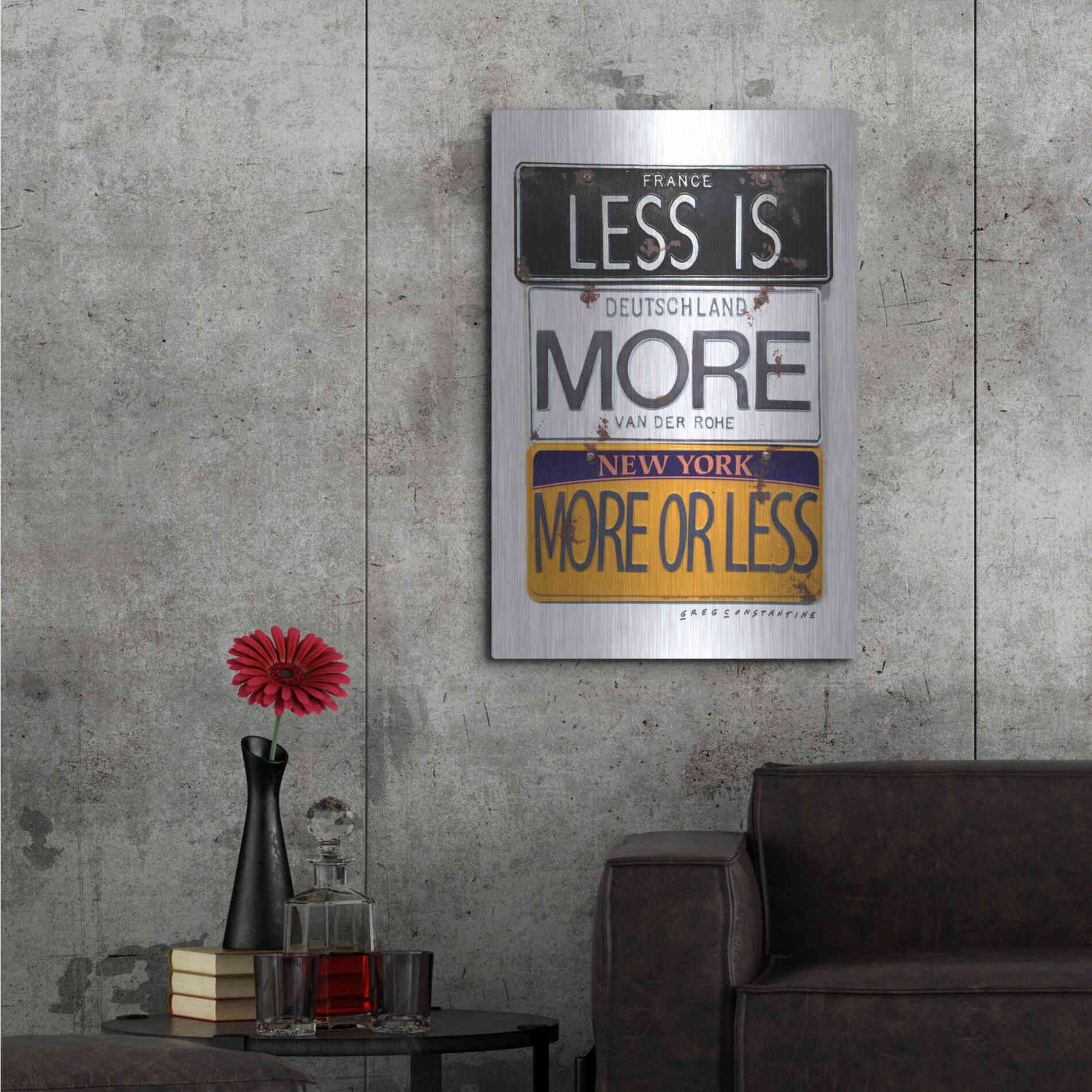 Luxe Metal Art 'Mies Less Is More' by Gregory Constantine, Metal Wall Art,24x36