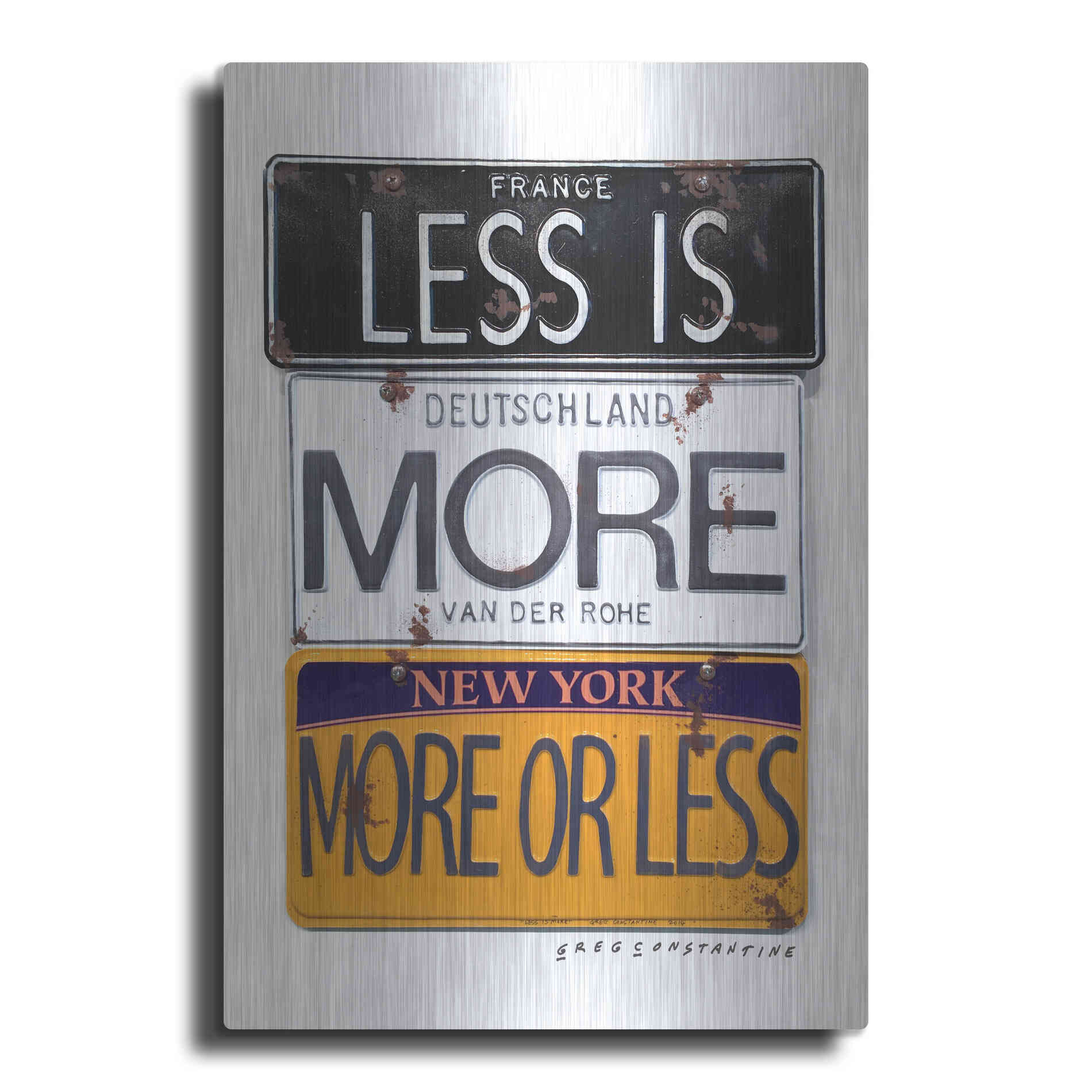 Luxe Metal Art 'Mies Less Is More' by Gregory Constantine, Metal Wall Art