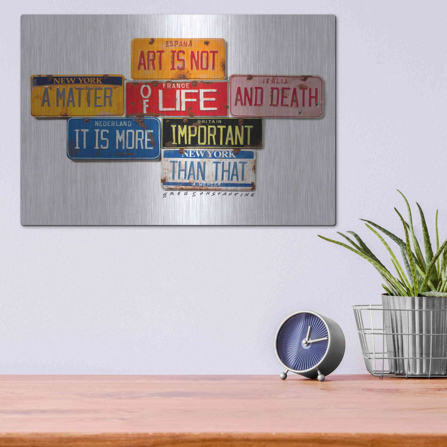 Luxe Metal Art 'Mercer Art Not Life & Death' by Gregory Constantine, Metal Wall Art,16x12