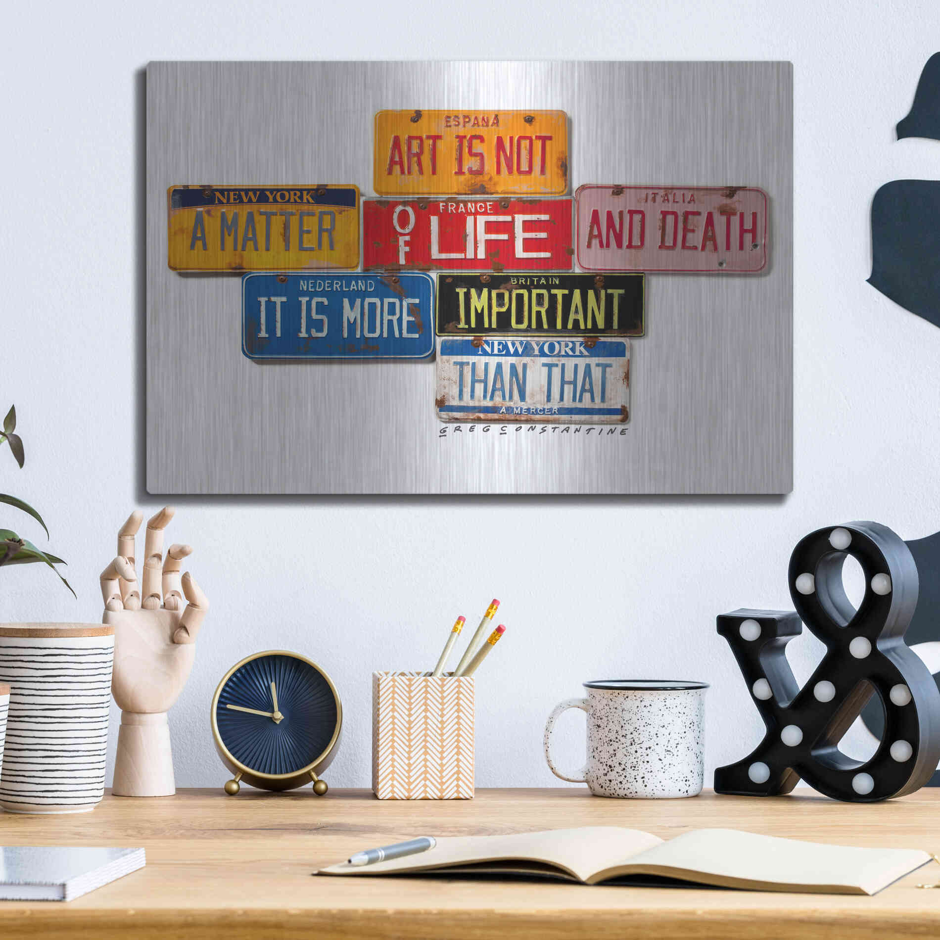 Luxe Metal Art 'Mercer Art Not Life & Death' by Gregory Constantine, Metal Wall Art,16x12
