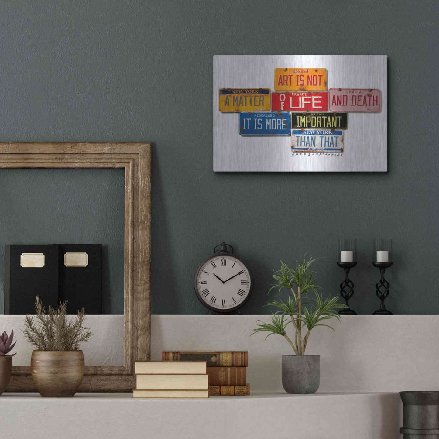 Luxe Metal Art 'Mercer Art Not Life & Death' by Gregory Constantine, Metal Wall Art,16x12