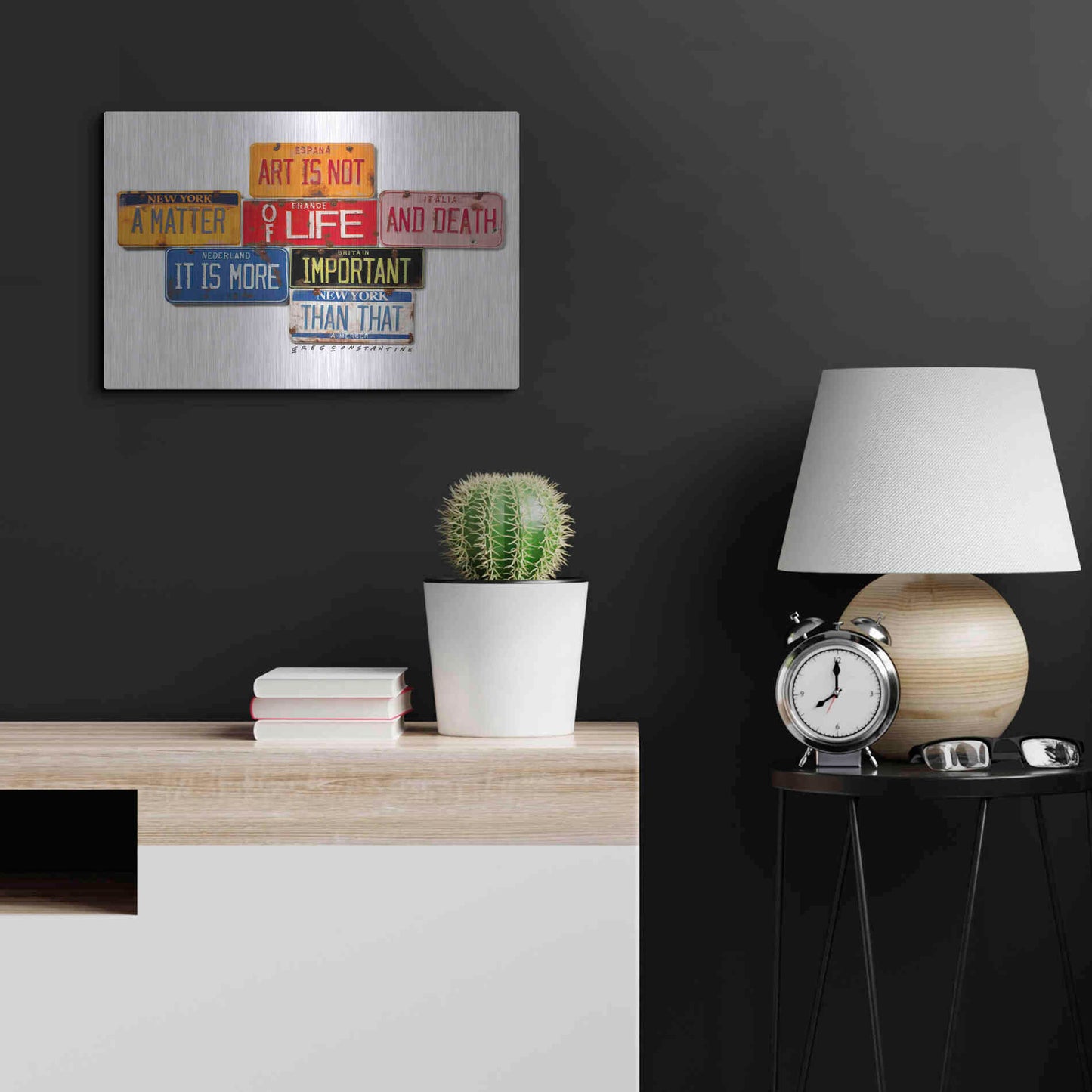 Luxe Metal Art 'Mercer Art Not Life & Death' by Gregory Constantine, Metal Wall Art,24x16