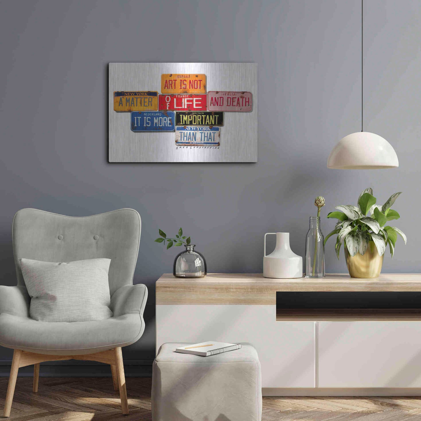 Luxe Metal Art 'Mercer Art Not Life & Death' by Gregory Constantine, Metal Wall Art,24x16