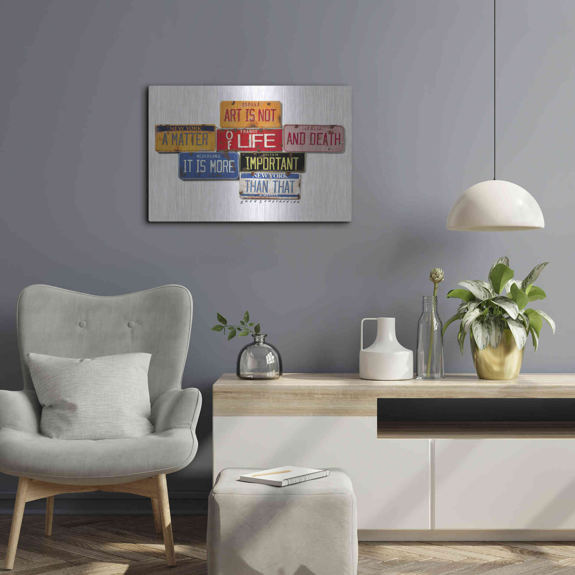 Luxe Metal Art 'Mercer Art Not Life & Death' by Gregory Constantine, Metal Wall Art,24x16