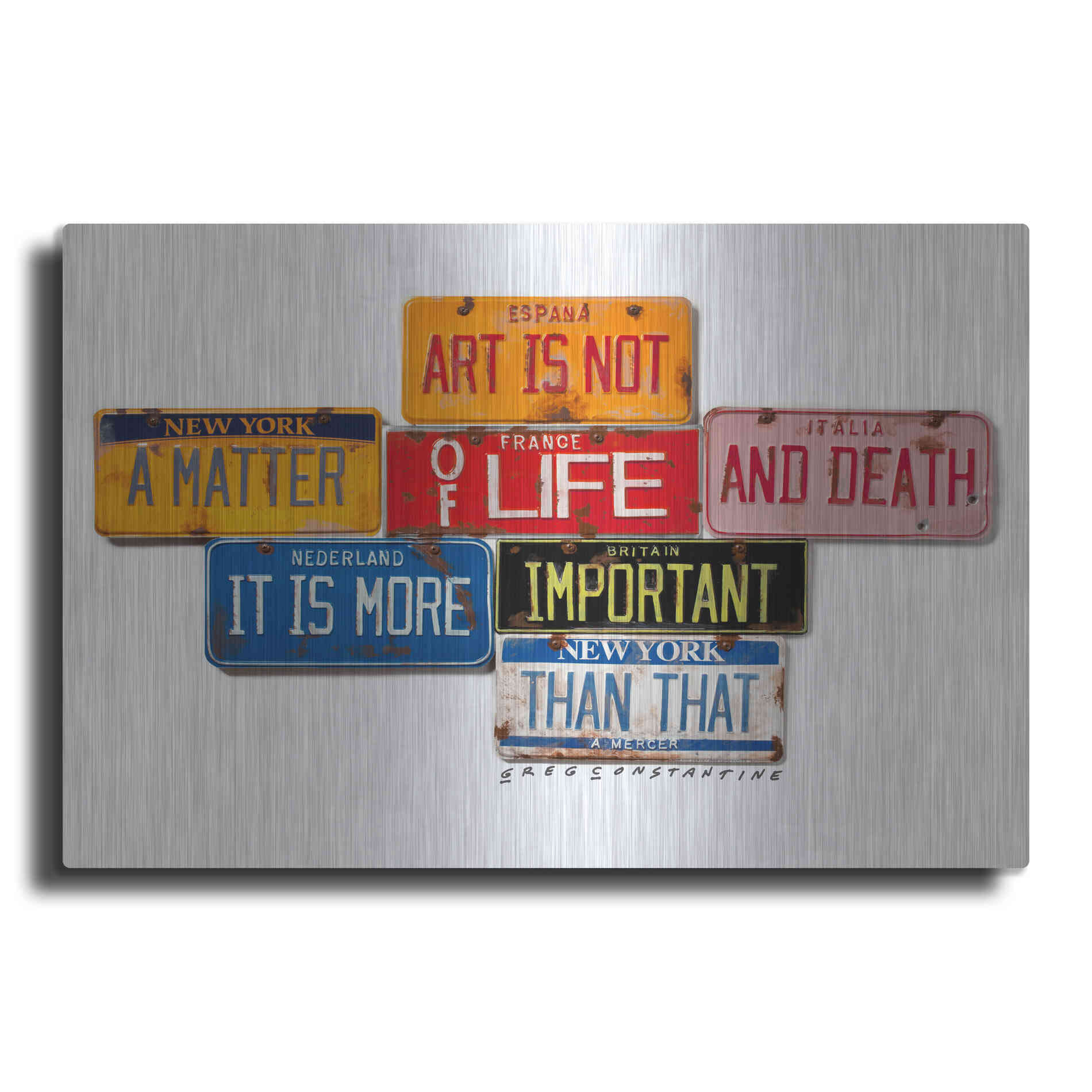 Luxe Metal Art 'Mercer Art Not Life & Death' by Gregory Constantine, Metal Wall Art