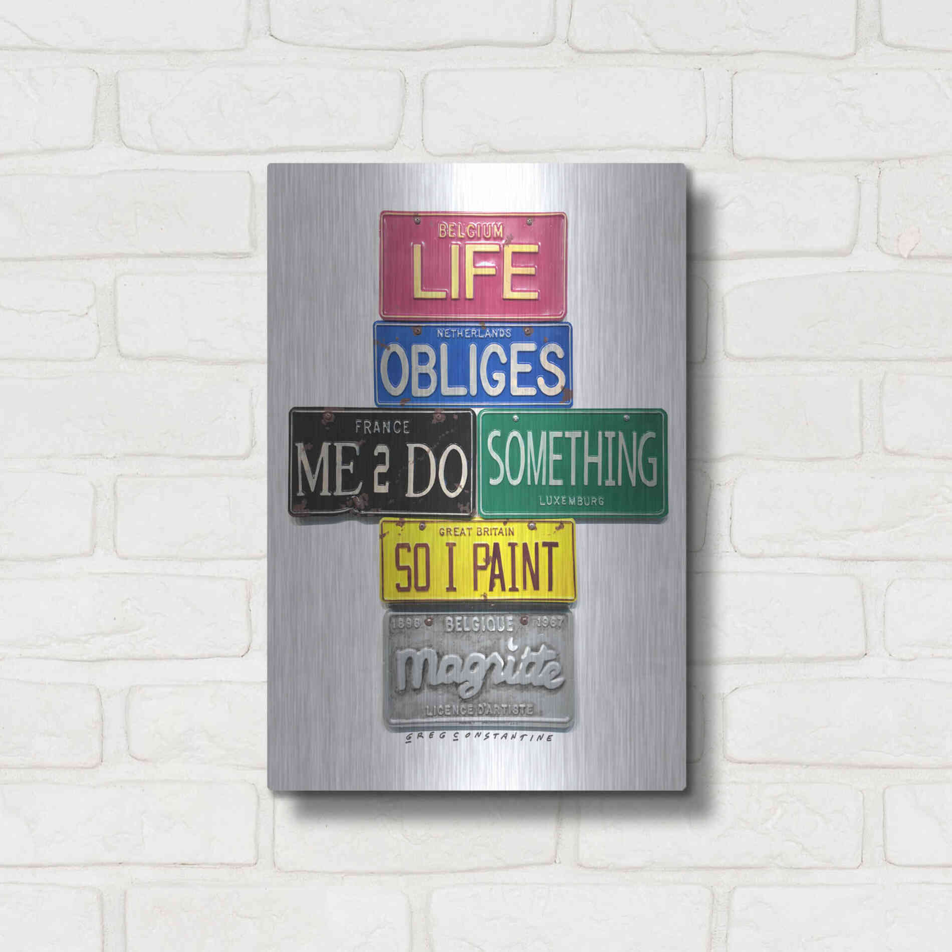 Luxe Metal Art 'Magritte So I Paint' by Gregory Constantine, Metal Wall Art,12x16