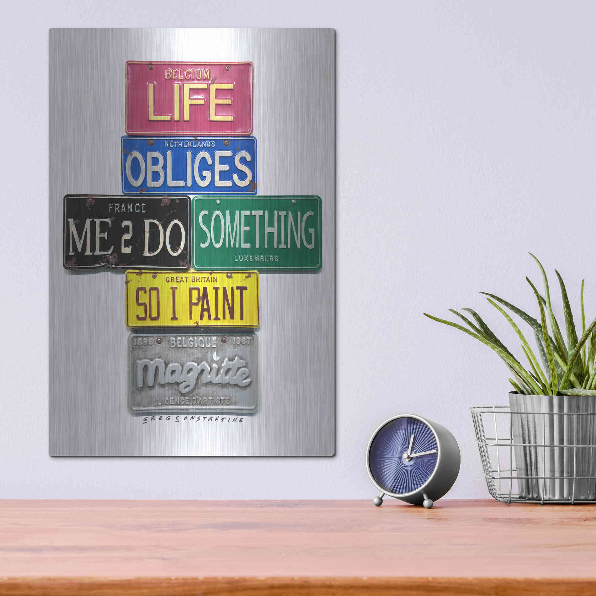 Luxe Metal Art 'Magritte So I Paint' by Gregory Constantine, Metal Wall Art,12x16