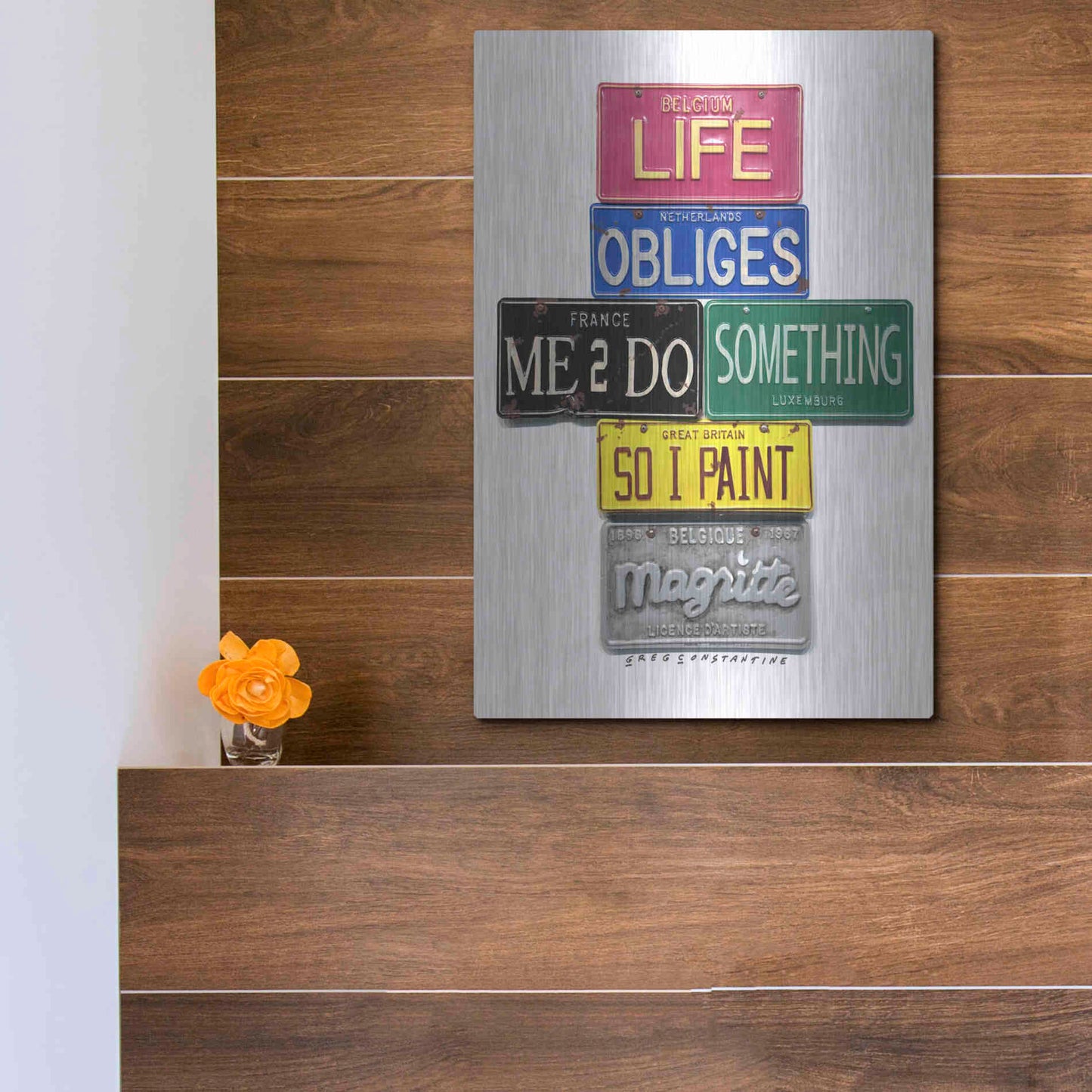 Luxe Metal Art 'Magritte So I Paint' by Gregory Constantine, Metal Wall Art,12x16