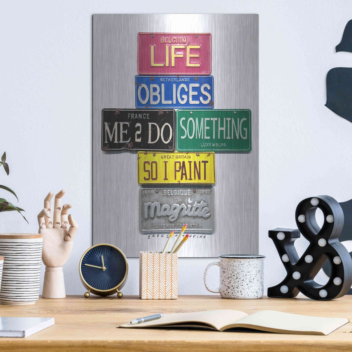 Luxe Metal Art 'Magritte So I Paint' by Gregory Constantine, Metal Wall Art,12x16