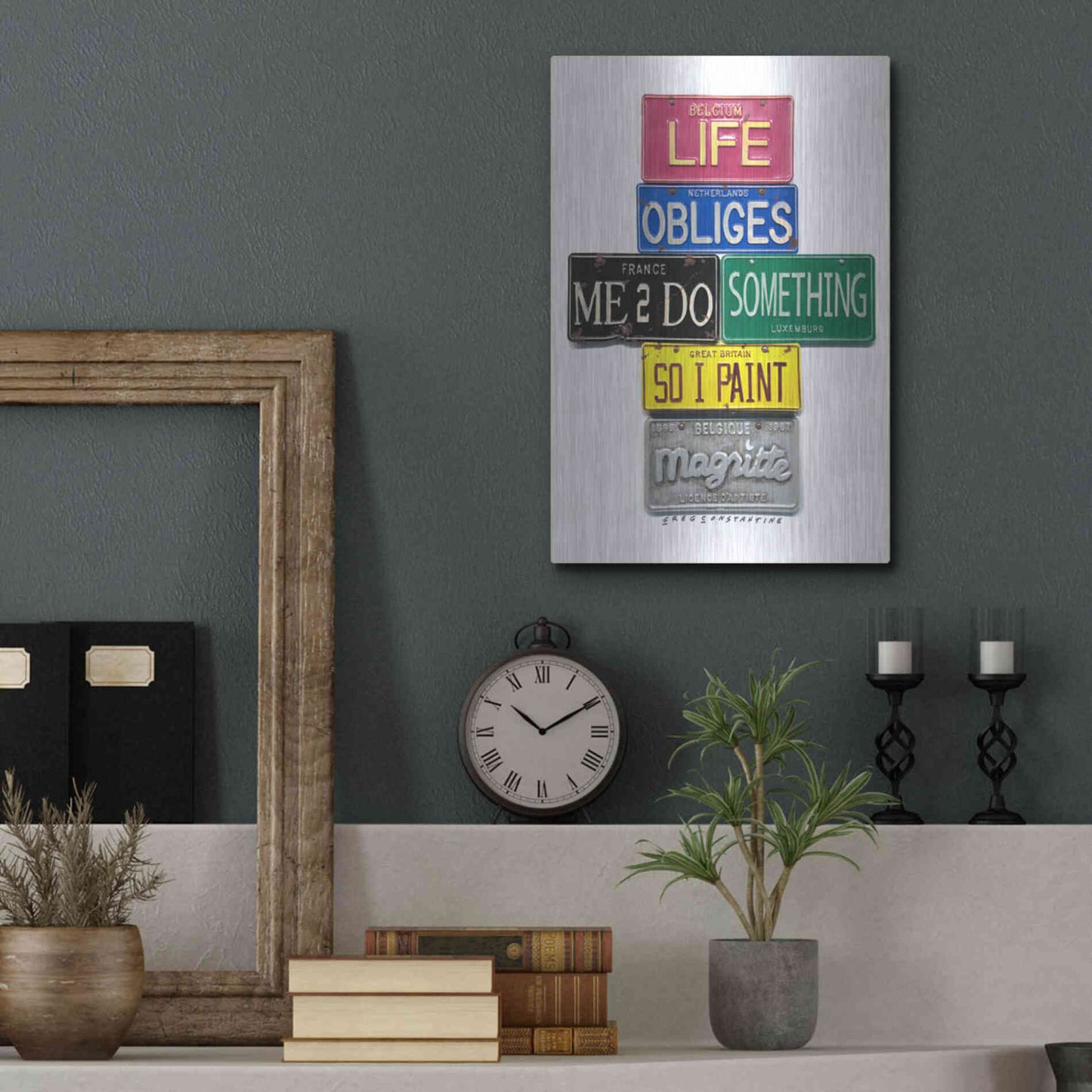 Luxe Metal Art 'Magritte So I Paint' by Gregory Constantine, Metal Wall Art,12x16