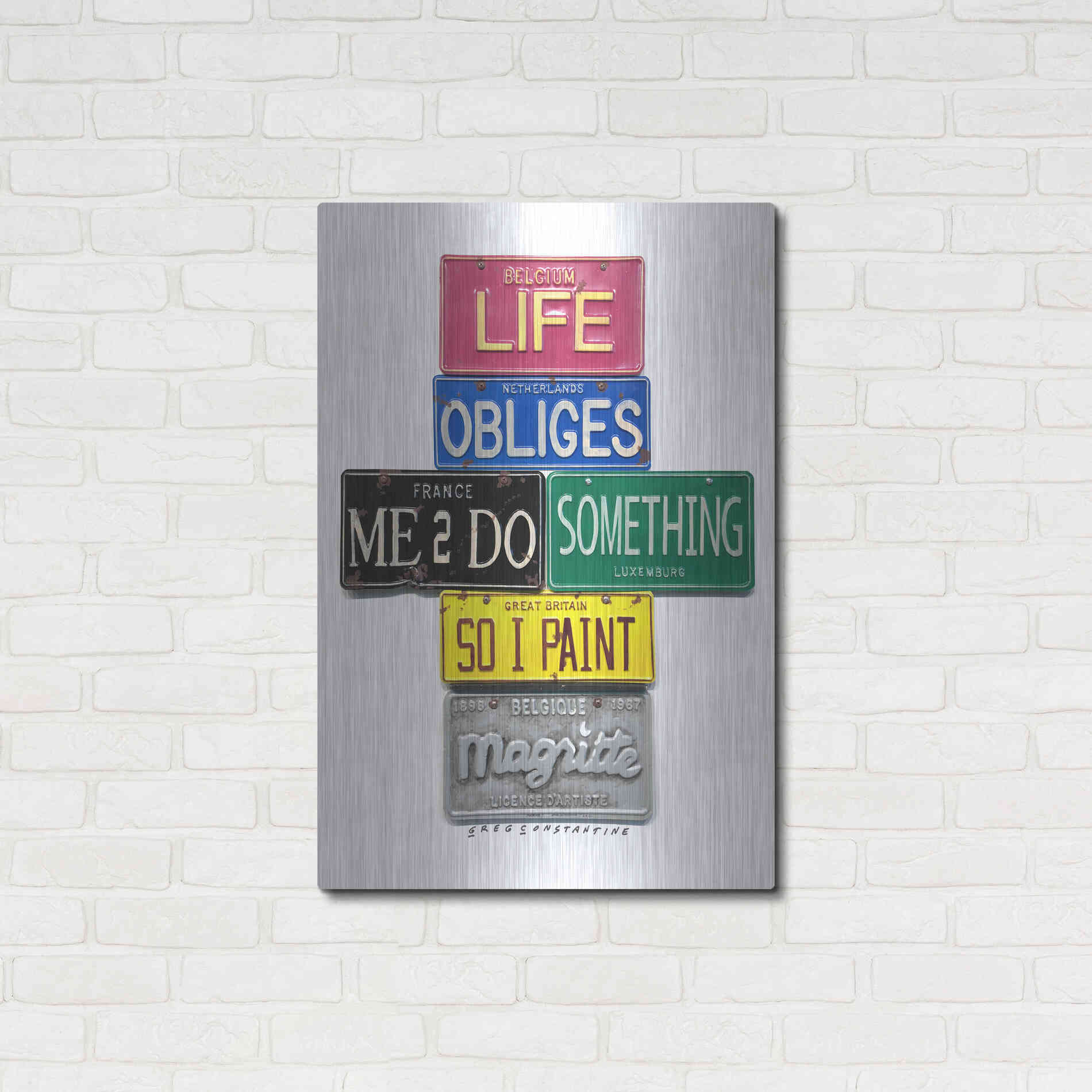 Luxe Metal Art 'Magritte So I Paint' by Gregory Constantine, Metal Wall Art,24x36