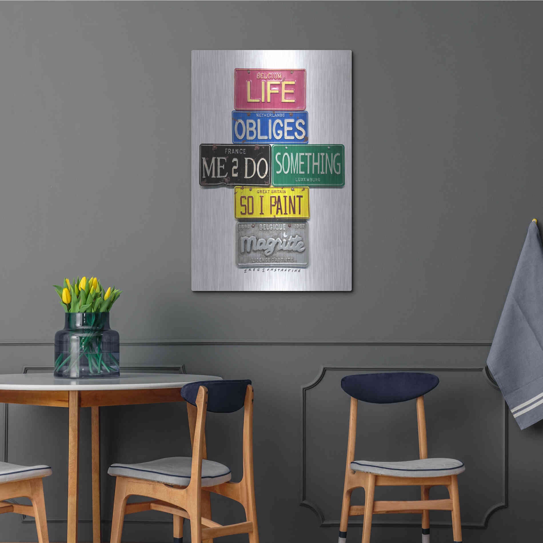 Luxe Metal Art 'Magritte So I Paint' by Gregory Constantine, Metal Wall Art,24x36