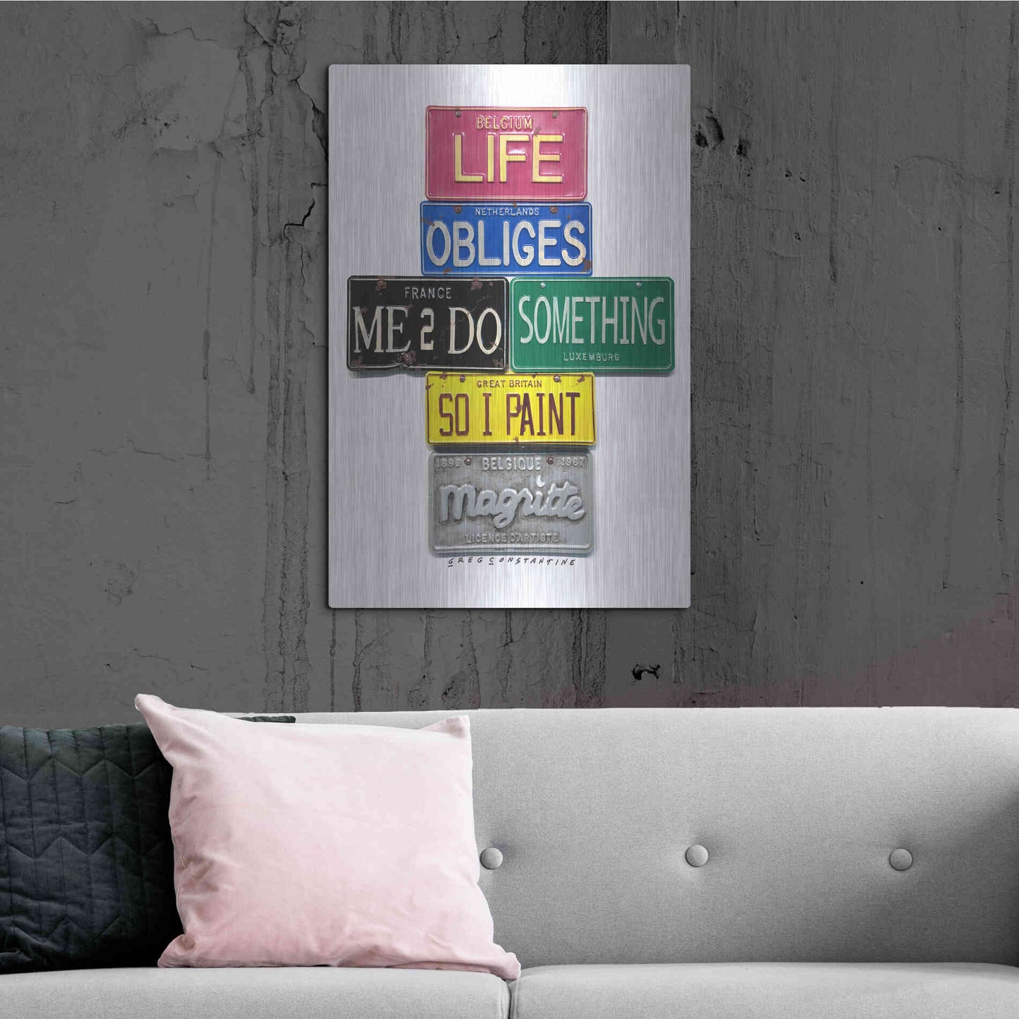 Luxe Metal Art 'Magritte So I Paint' by Gregory Constantine, Metal Wall Art,24x36