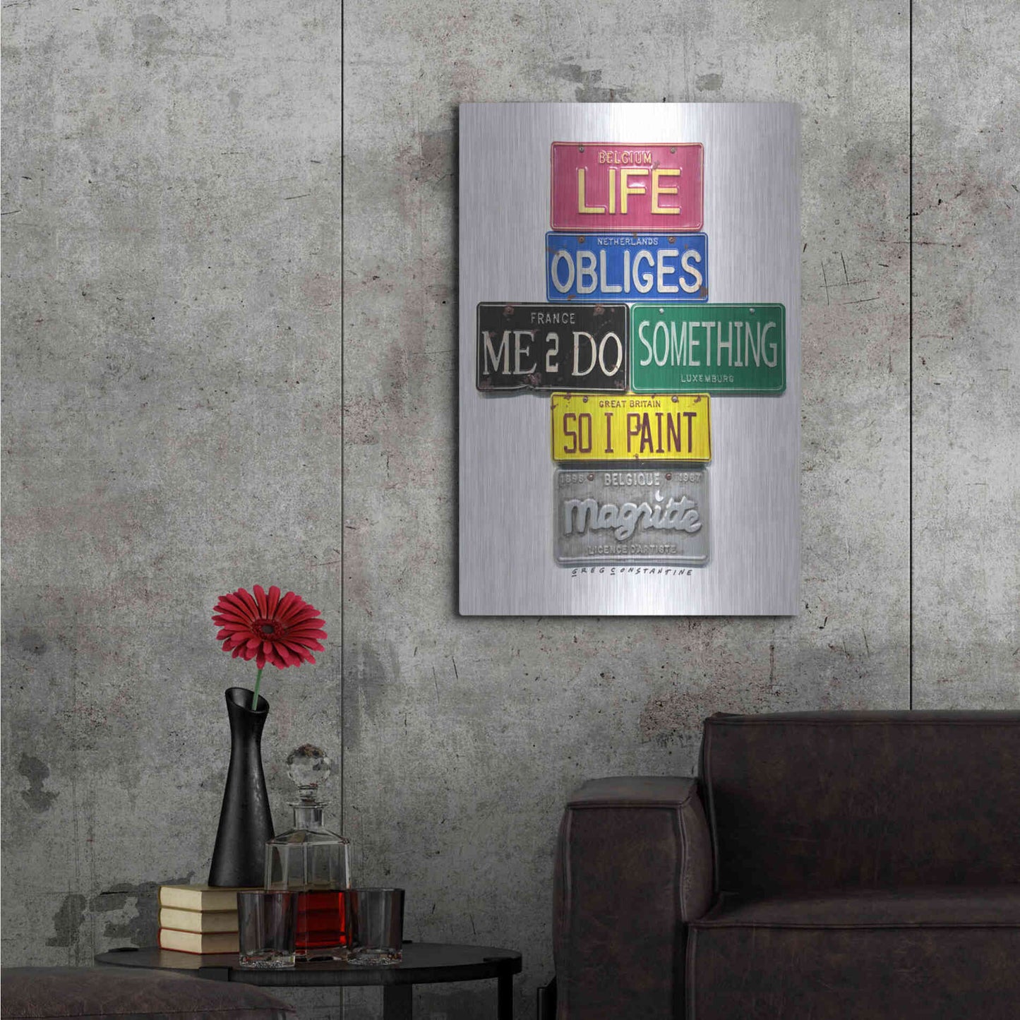 Luxe Metal Art 'Magritte So I Paint' by Gregory Constantine, Metal Wall Art,24x36