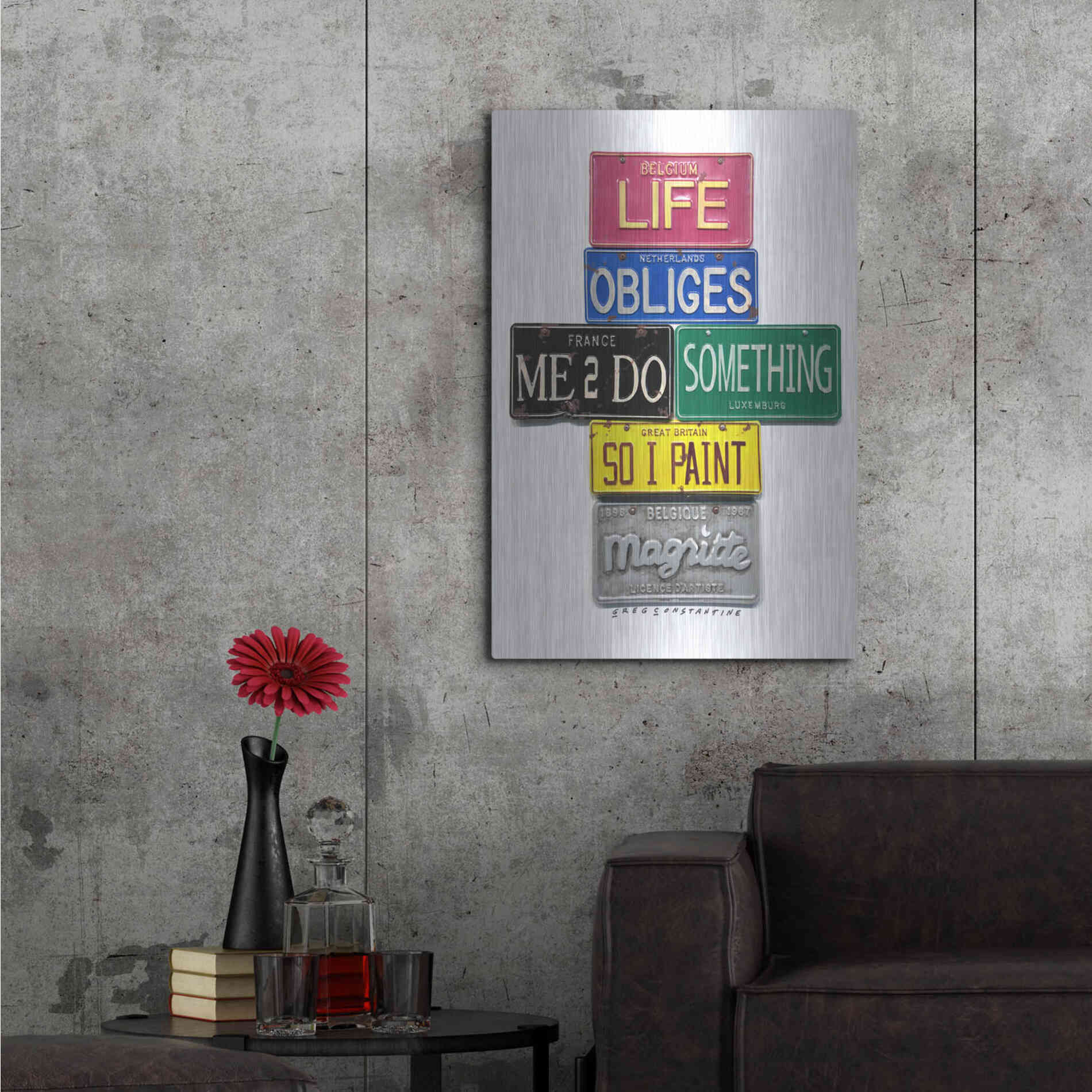 Luxe Metal Art 'Magritte So I Paint' by Gregory Constantine, Metal Wall Art,24x36