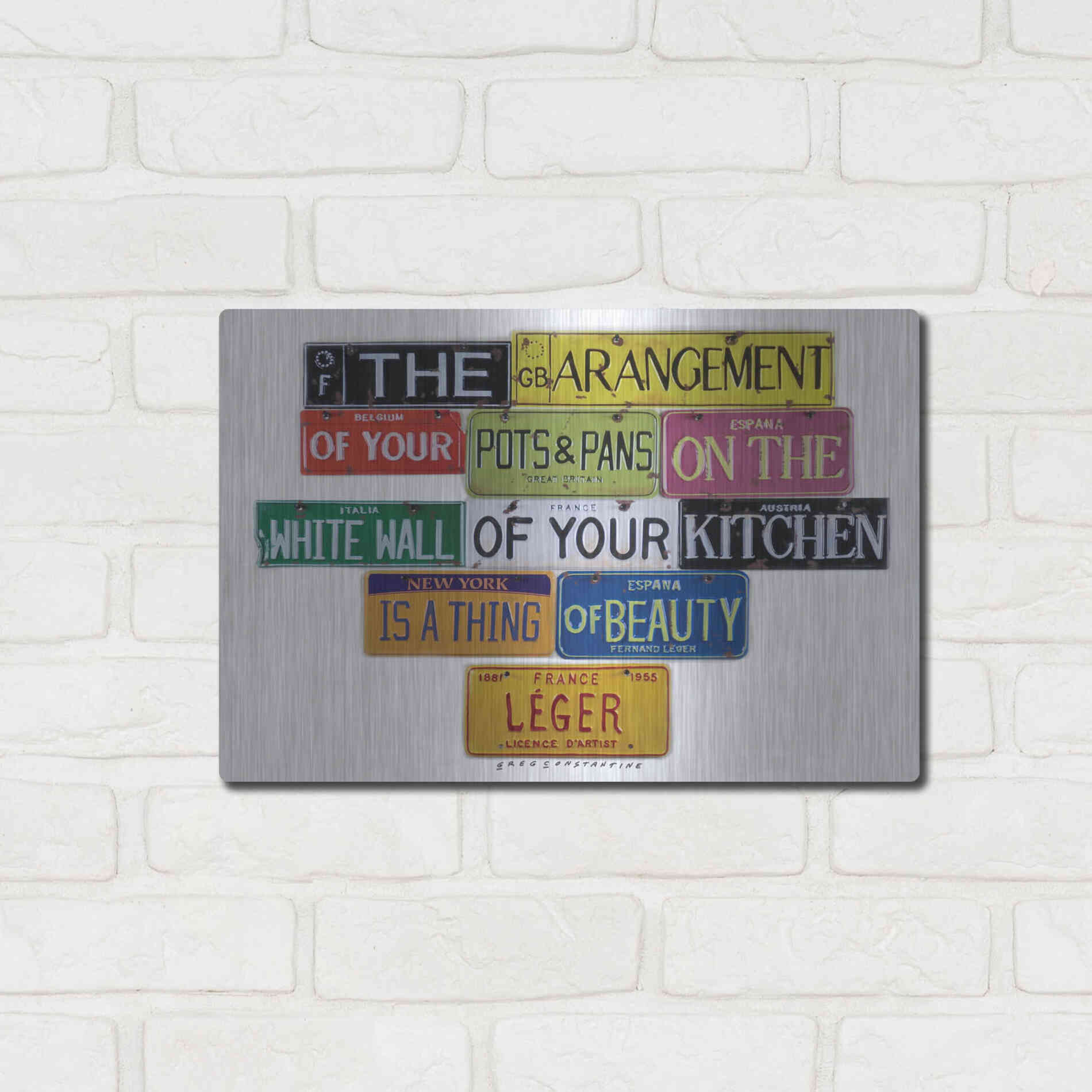 Luxe Metal Art 'Leger Pots Pans' by Gregory Constantine, Metal Wall Art,16x12
