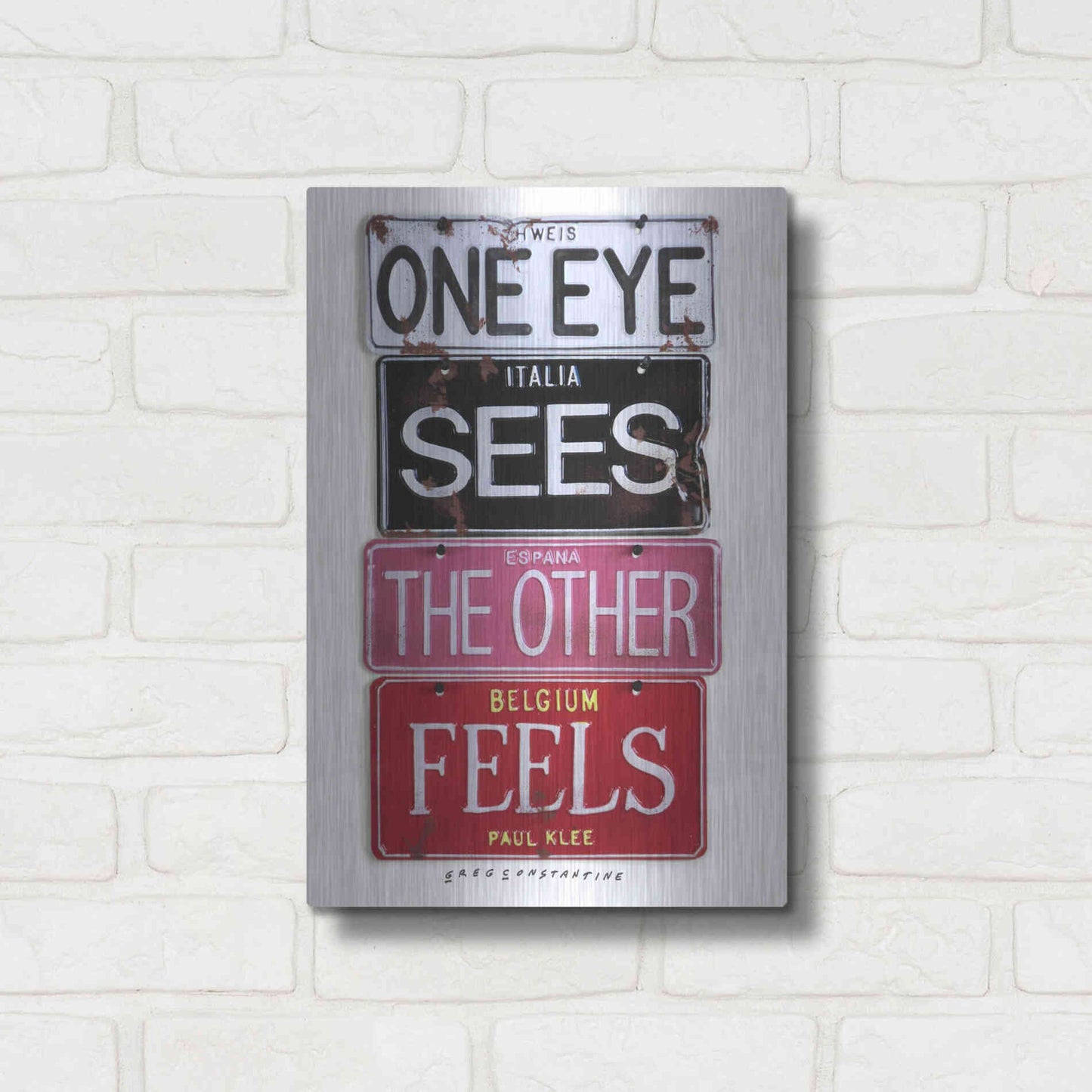 Luxe Metal Art 'Klee One Eye Sees' by Gregory Constantine, Metal Wall Art,12x16