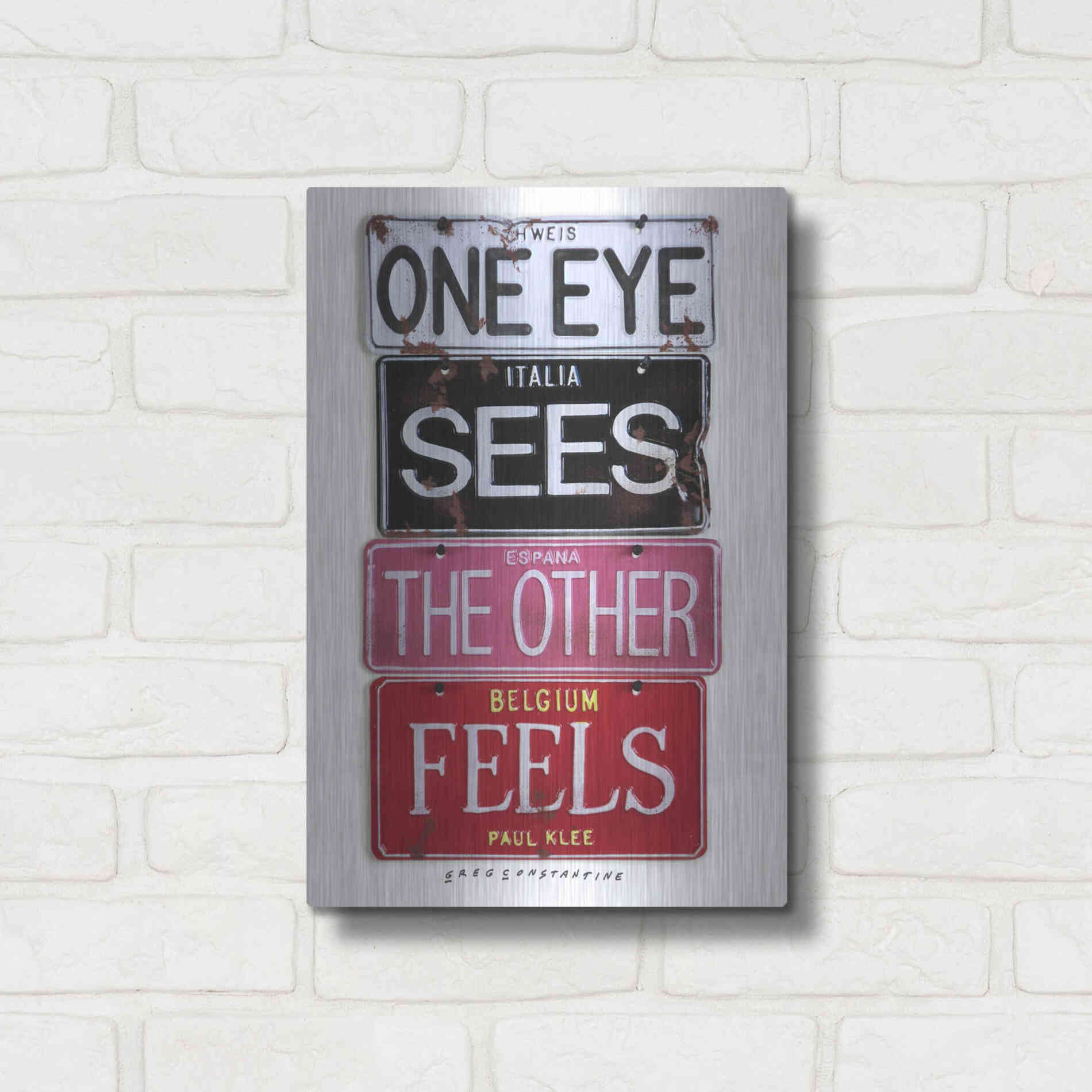 Luxe Metal Art 'Klee One Eye Sees' by Gregory Constantine, Metal Wall Art,12x16