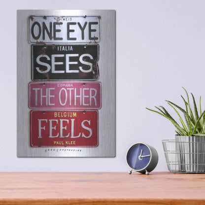 Luxe Metal Art 'Klee One Eye Sees' by Gregory Constantine, Metal Wall Art,12x16