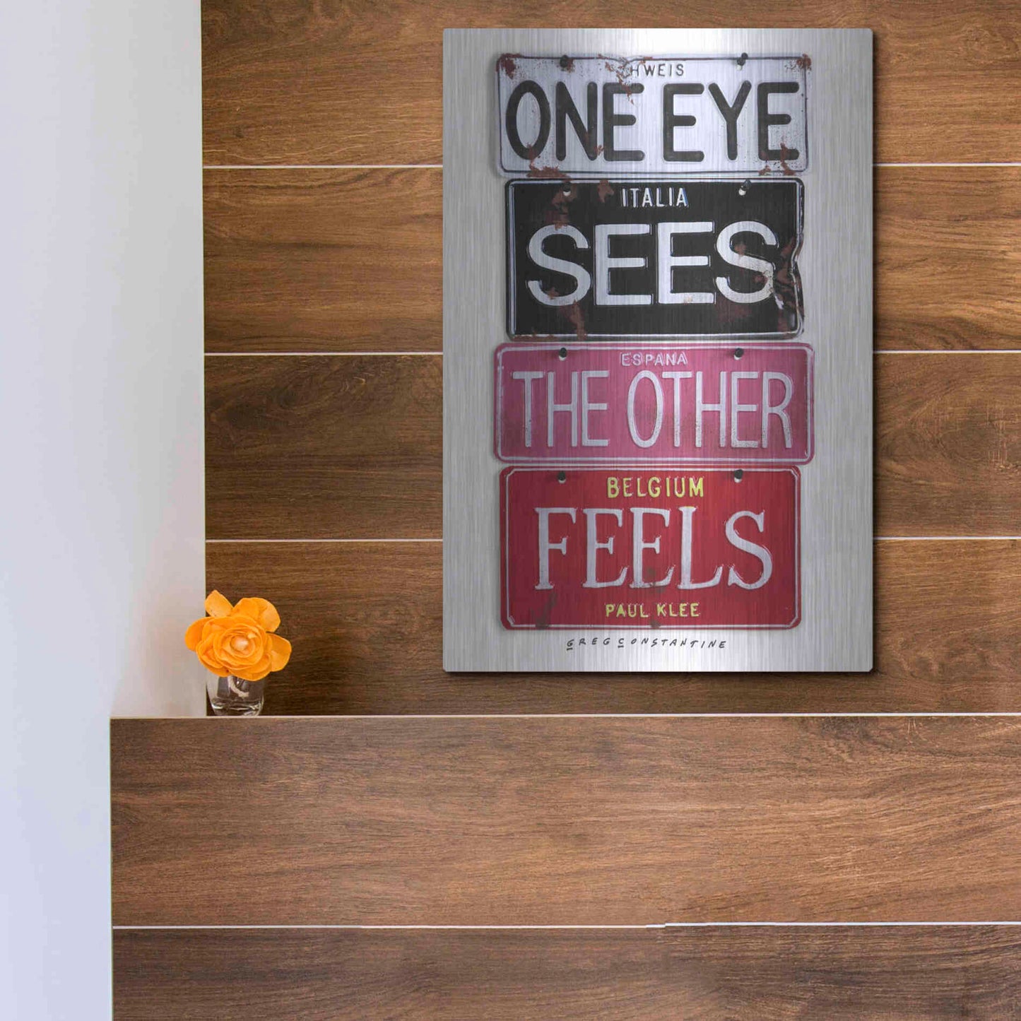 Luxe Metal Art 'Klee One Eye Sees' by Gregory Constantine, Metal Wall Art,12x16
