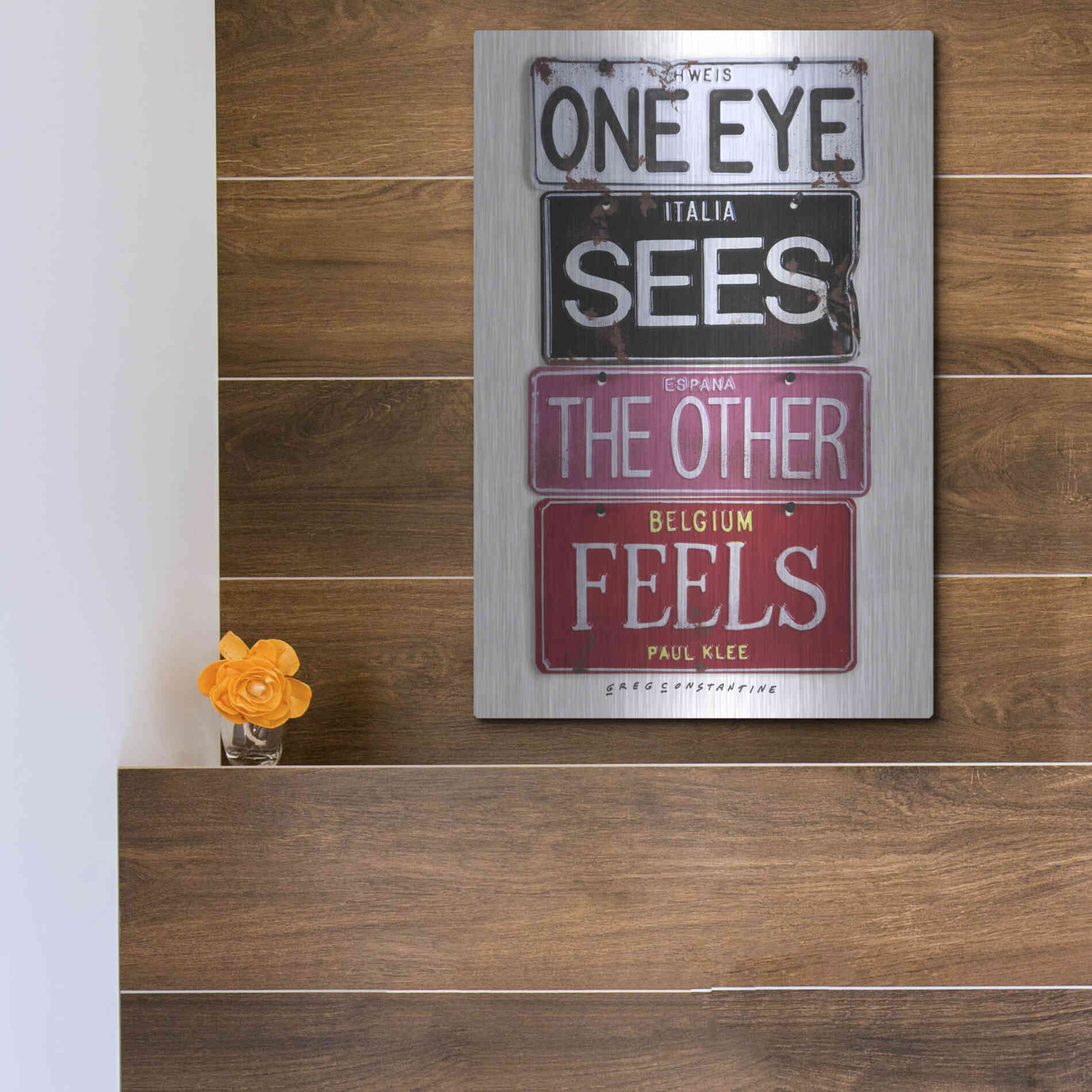 Luxe Metal Art 'Klee One Eye Sees' by Gregory Constantine, Metal Wall Art,12x16