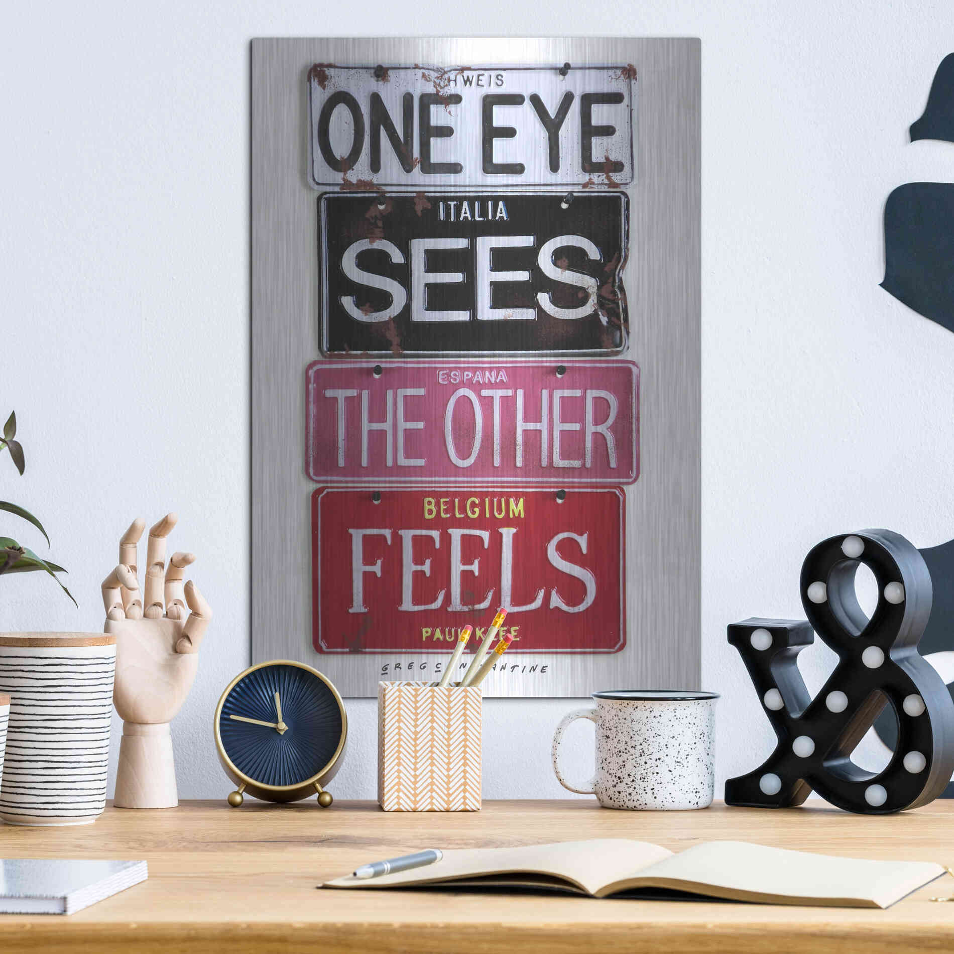 Luxe Metal Art 'Klee One Eye Sees' by Gregory Constantine, Metal Wall Art,12x16