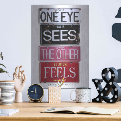 Luxe Metal Art 'Klee One Eye Sees' by Gregory Constantine, Metal Wall Art,12x16