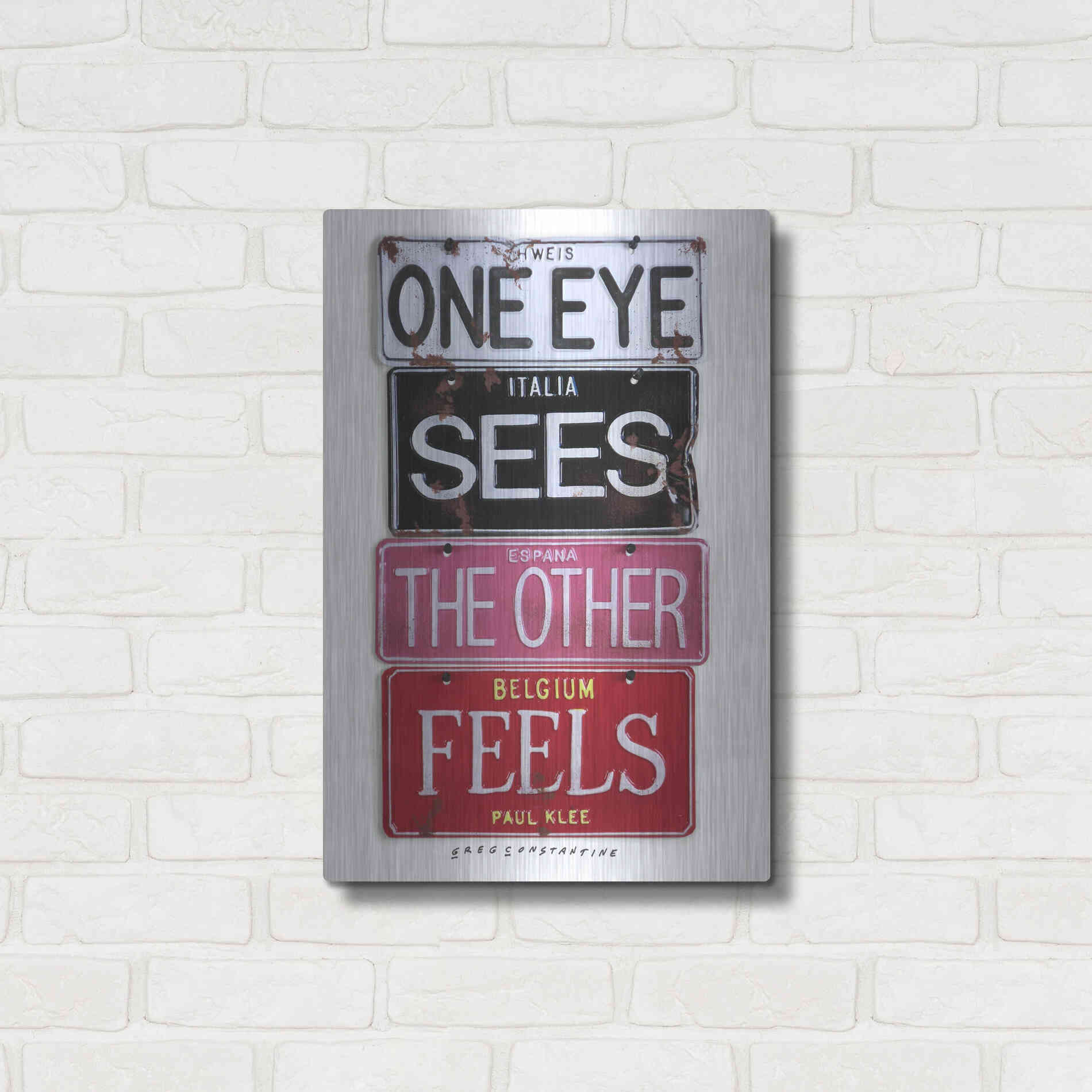 Luxe Metal Art 'Klee One Eye Sees' by Gregory Constantine, Metal Wall Art,16x24