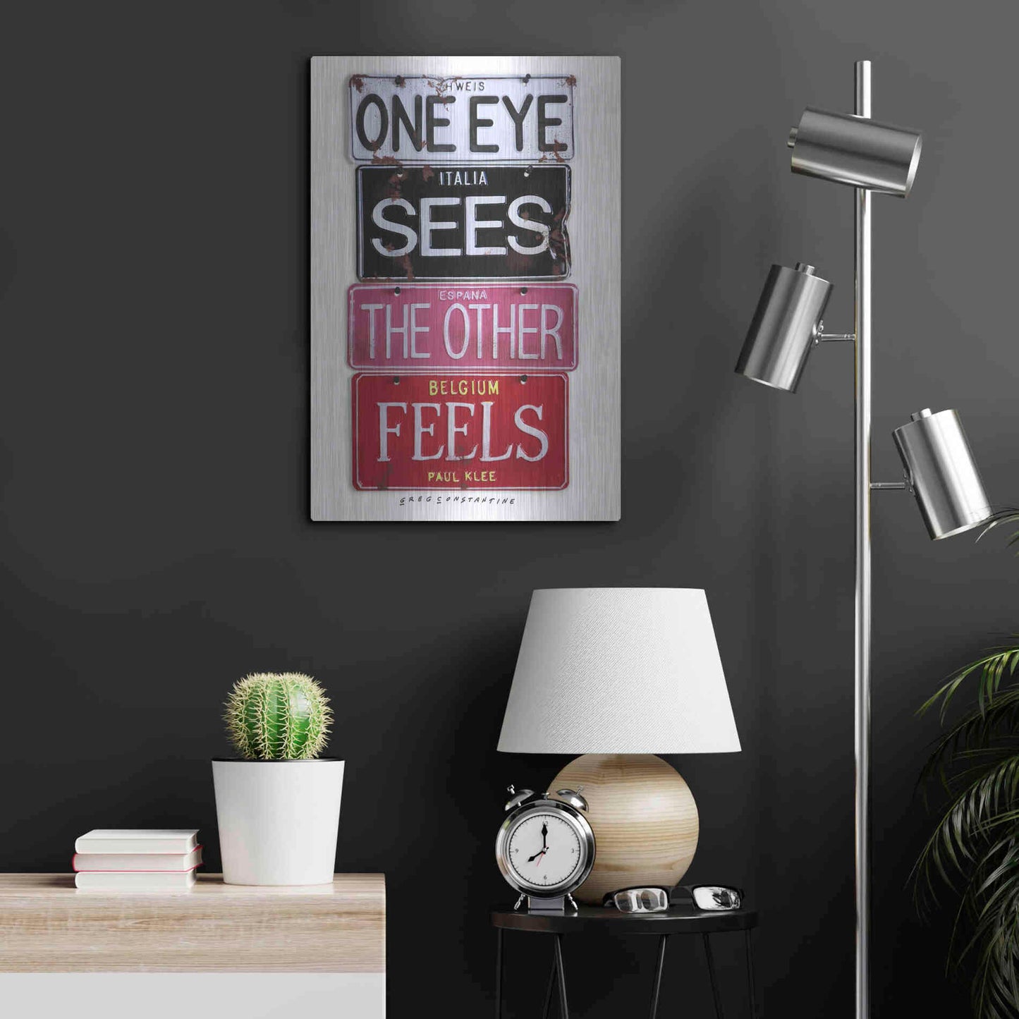 Luxe Metal Art 'Klee One Eye Sees' by Gregory Constantine, Metal Wall Art,16x24