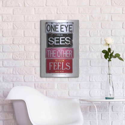 Luxe Metal Art 'Klee One Eye Sees' by Gregory Constantine, Metal Wall Art,16x24