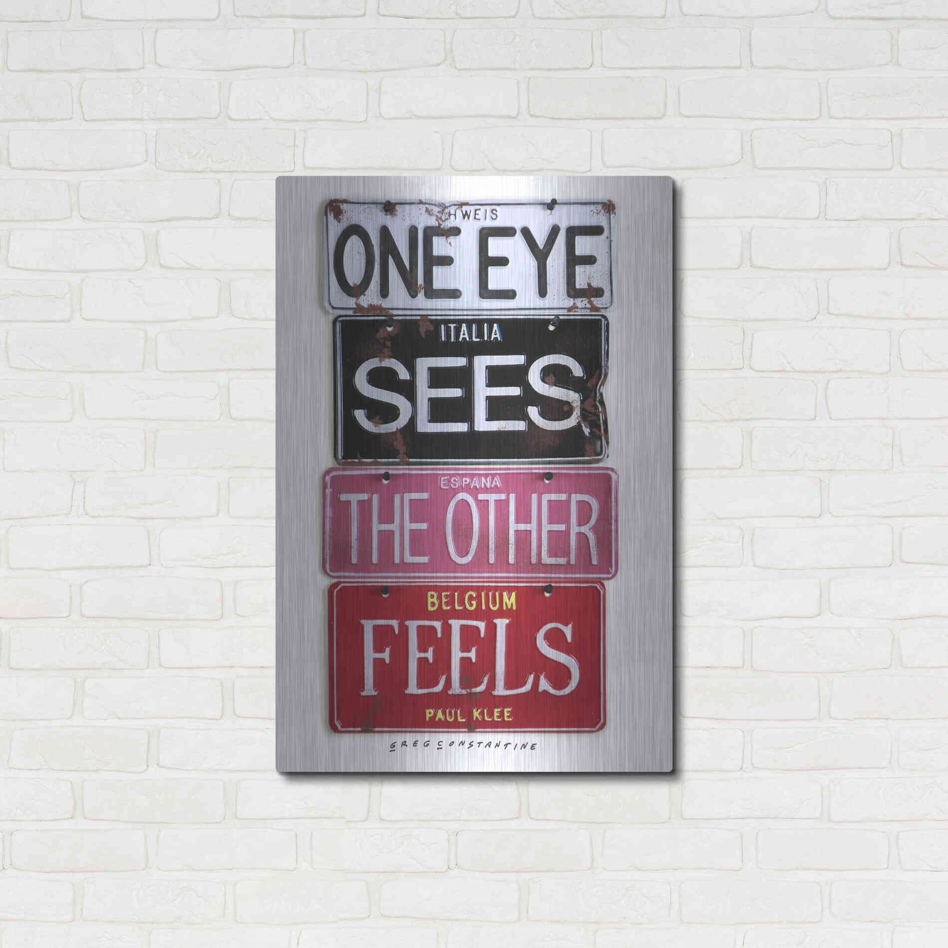 Luxe Metal Art 'Klee One Eye Sees' by Gregory Constantine, Metal Wall Art,24x36