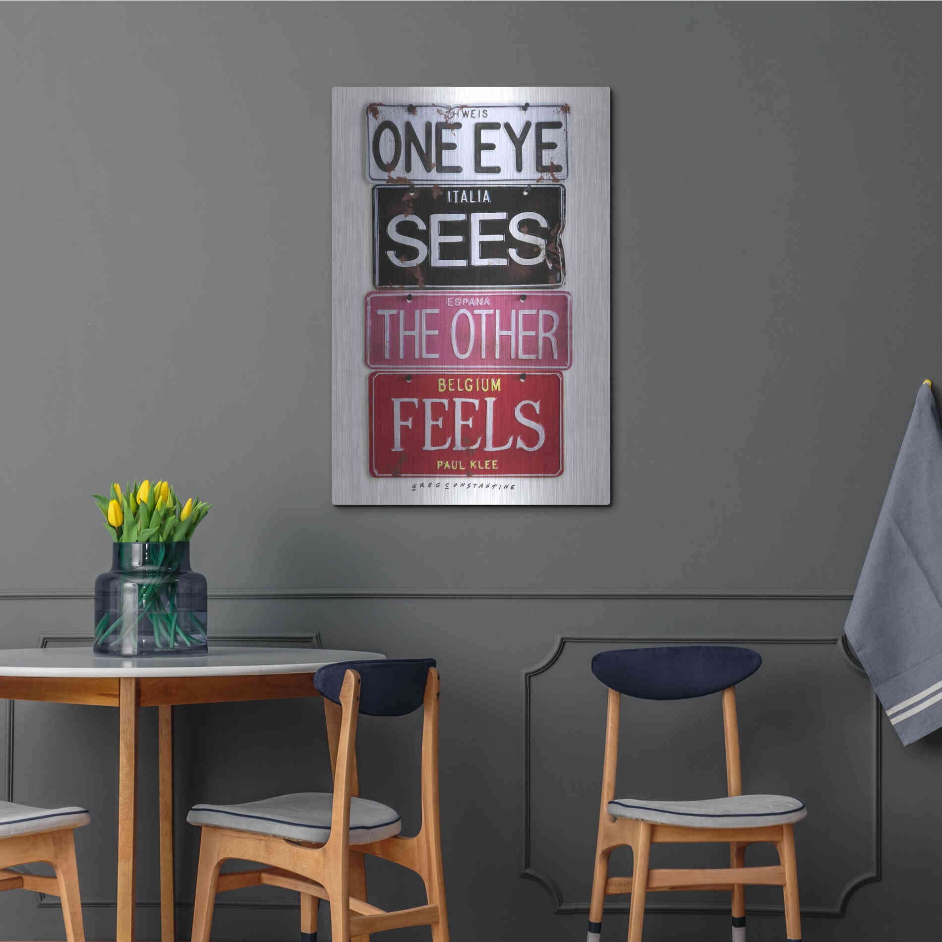 Luxe Metal Art 'Klee One Eye Sees' by Gregory Constantine, Metal Wall Art,24x36