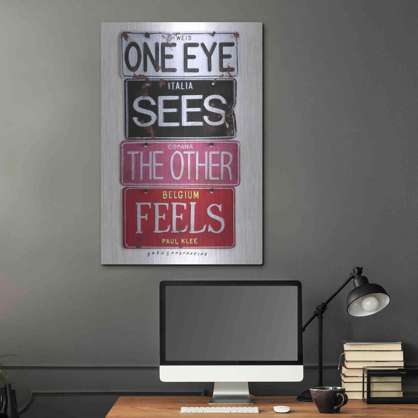 Luxe Metal Art 'Klee One Eye Sees' by Gregory Constantine, Metal Wall Art,24x36
