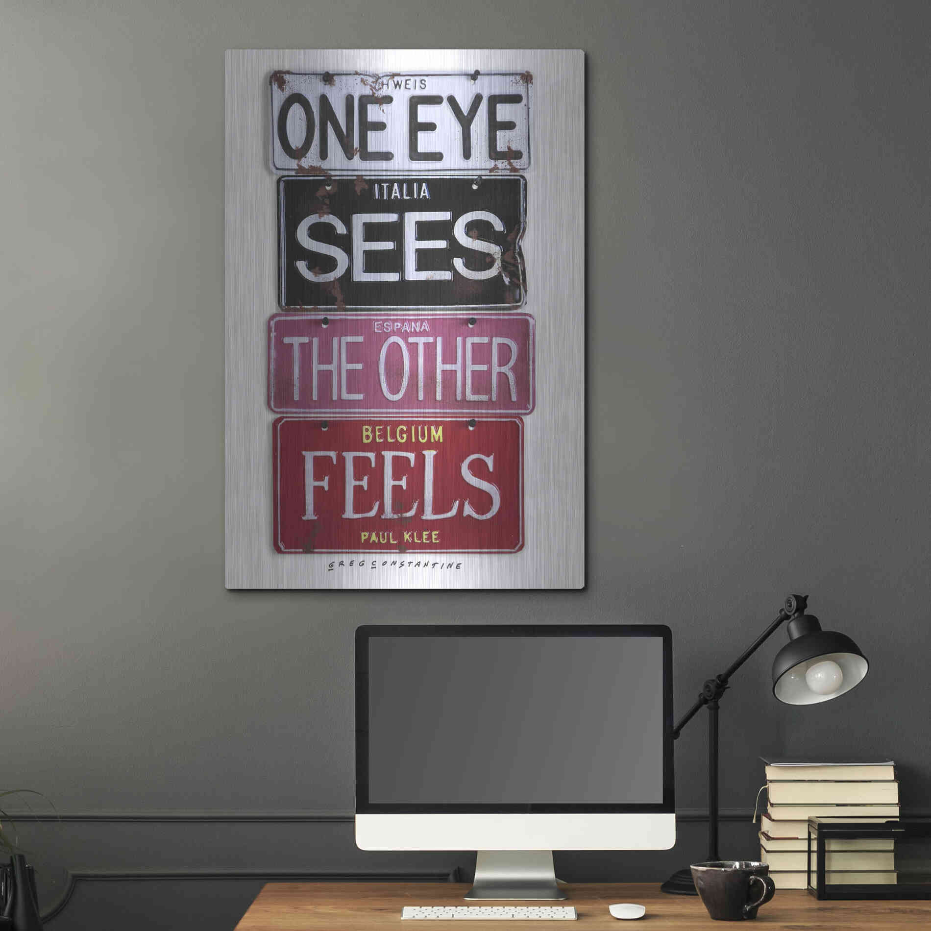 Luxe Metal Art 'Klee One Eye Sees' by Gregory Constantine, Metal Wall Art,24x36