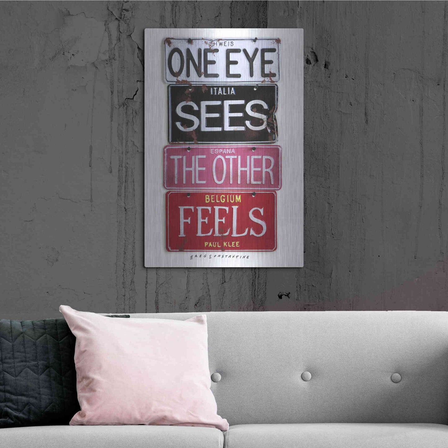 Luxe Metal Art 'Klee One Eye Sees' by Gregory Constantine, Metal Wall Art,24x36