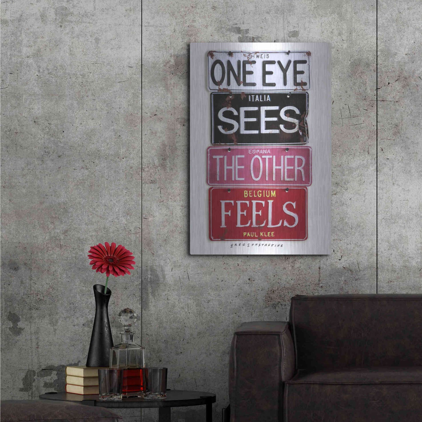 Luxe Metal Art 'Klee One Eye Sees' by Gregory Constantine, Metal Wall Art,24x36