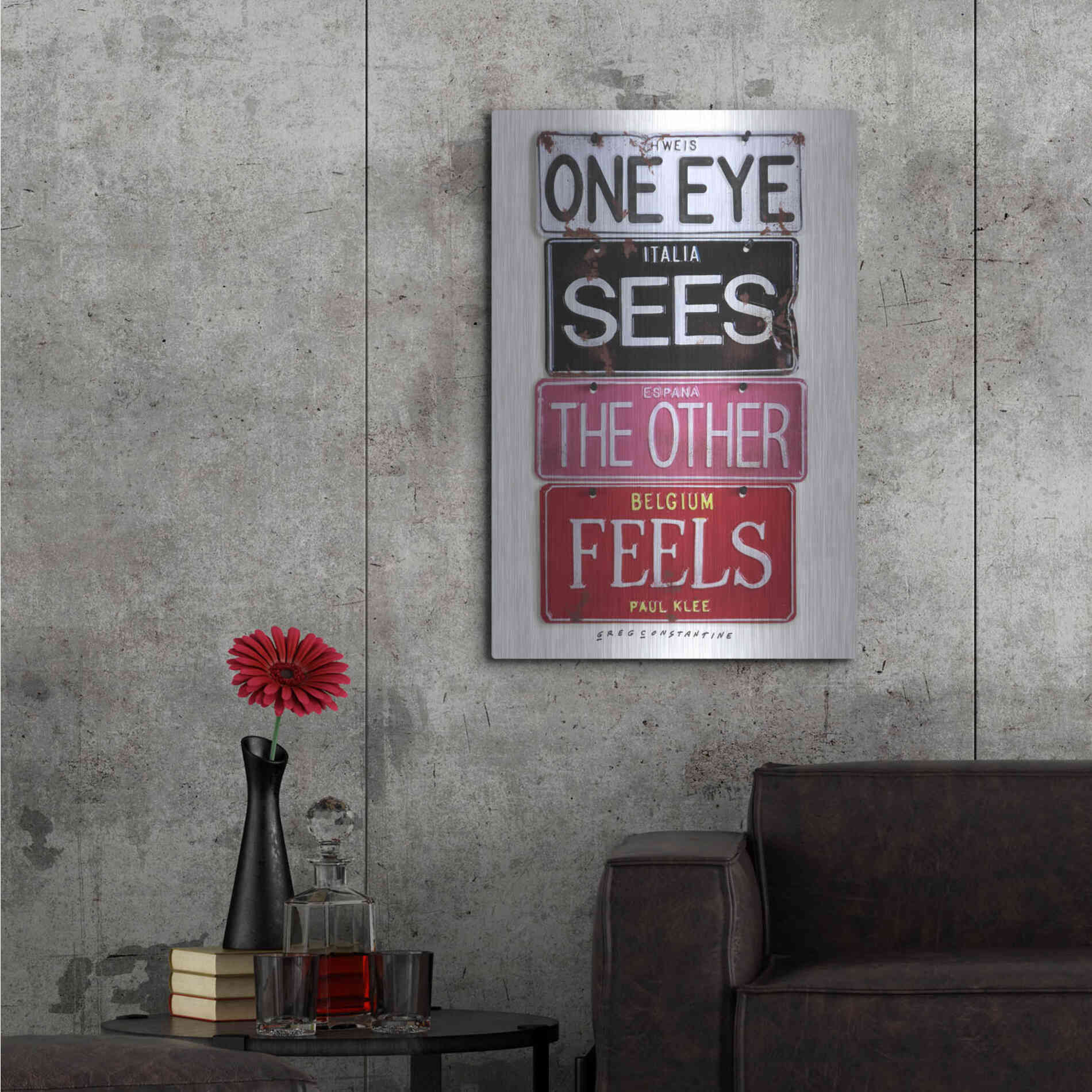 Luxe Metal Art 'Klee One Eye Sees' by Gregory Constantine, Metal Wall Art,24x36